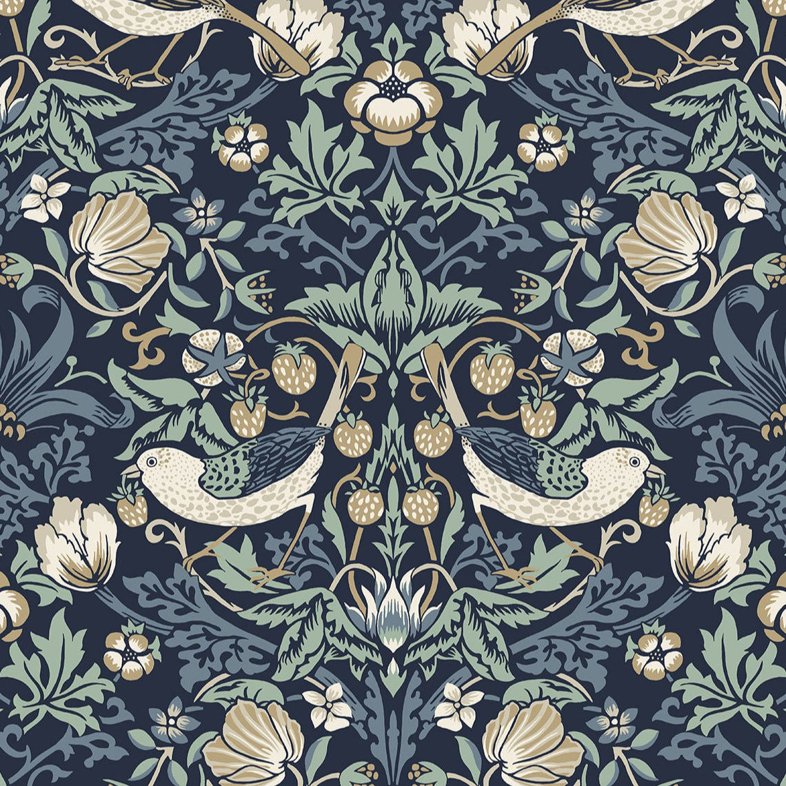 Fragaria Garden Wallpaper - Sea Green Designs