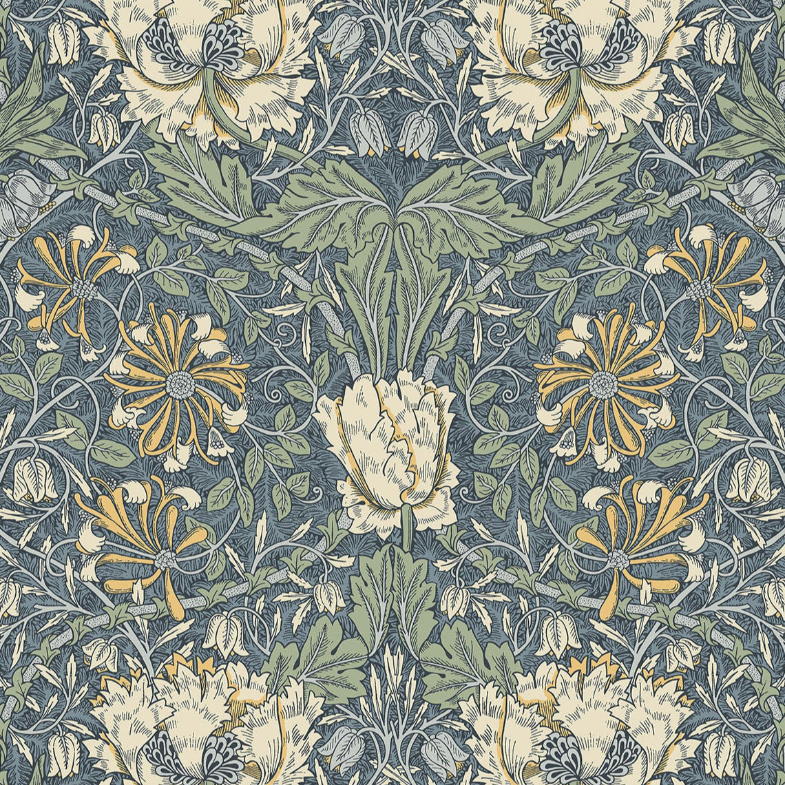 Ogee Flora Wallpaper - Sea Green Designs