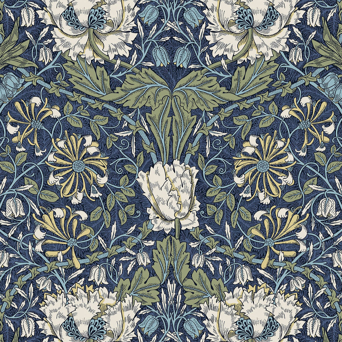 Ogee Flora Wallpaper - Sea Green Designs