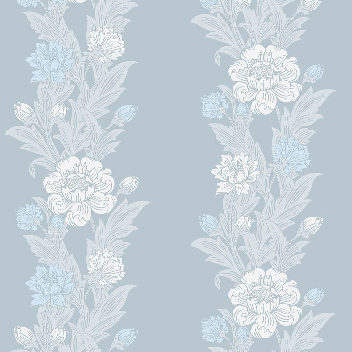Blooming Stripe Wallpaper - Sea Green Designs
