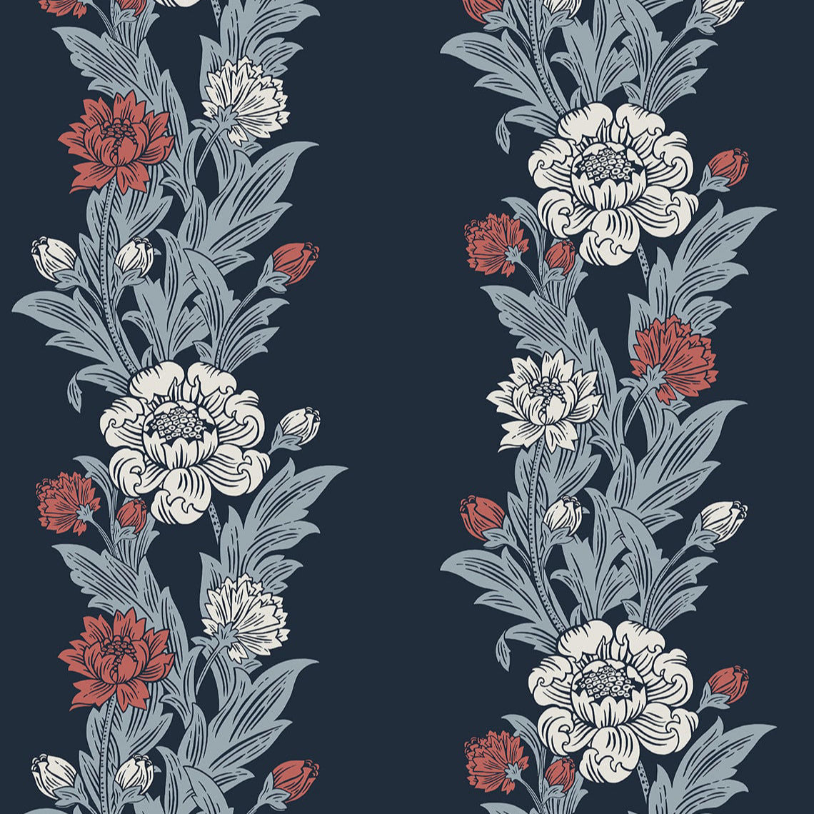 Blooming Stripe Wallpaper - Sea Green Designs