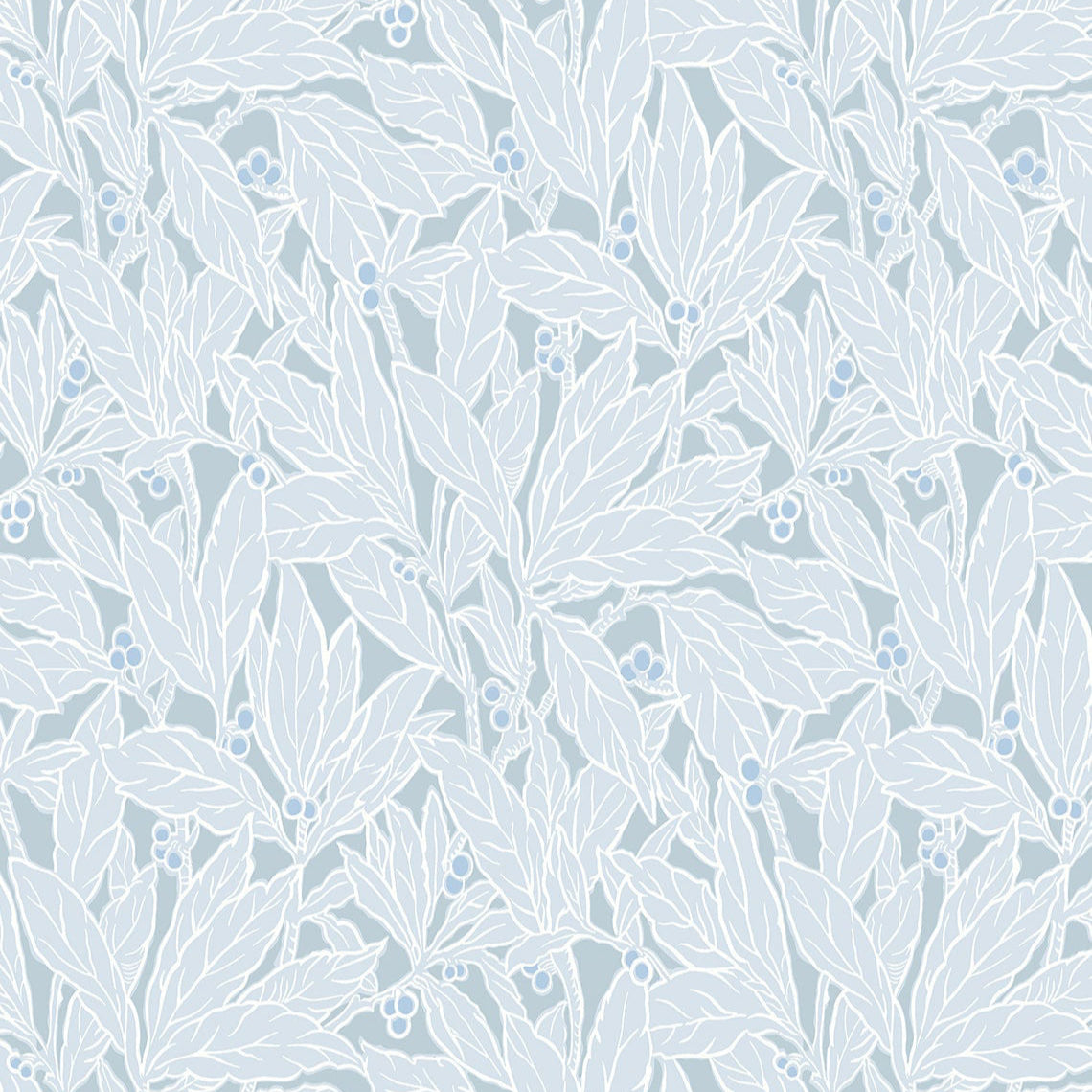Leaf and Berry Wallpaper - Sea Green Designs