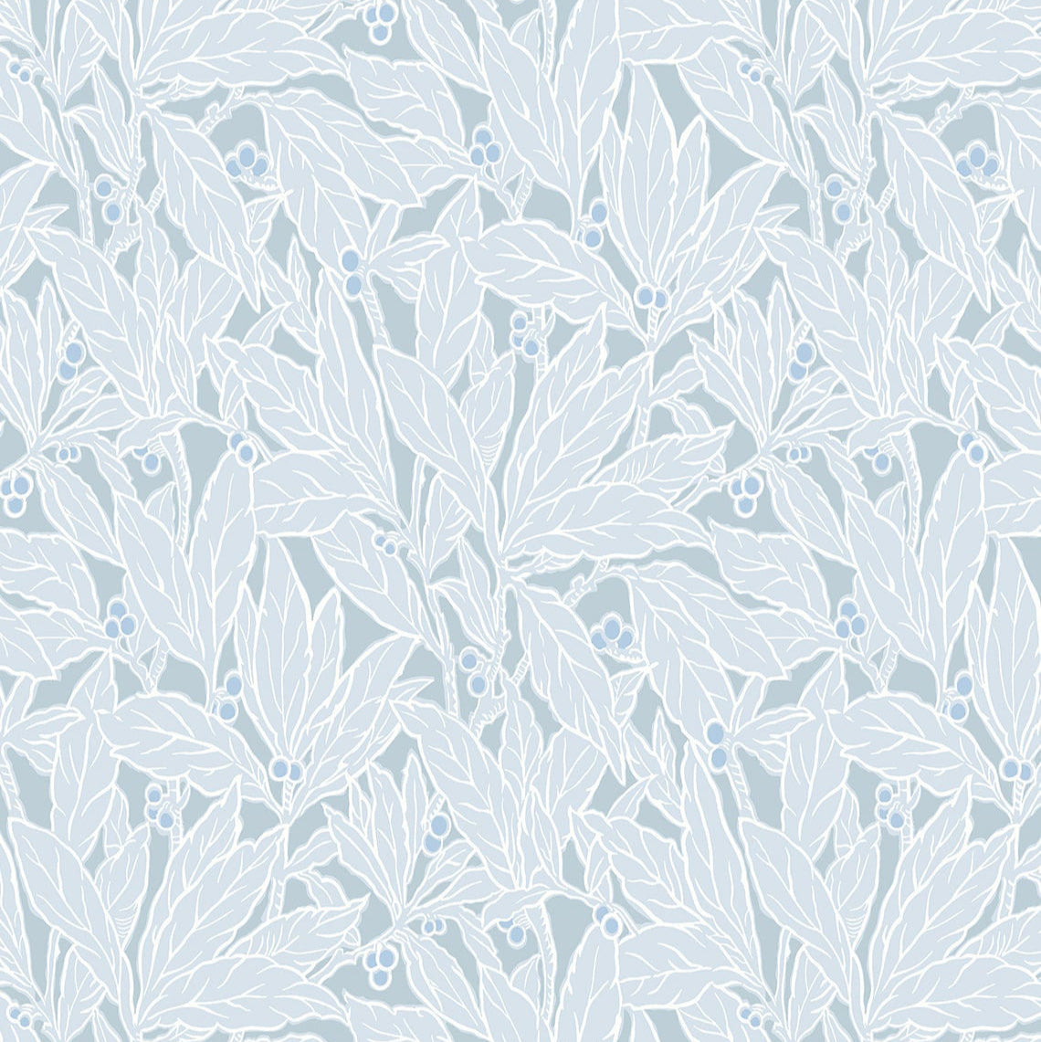 Leaf and Berry Wallpaper - Sea Green Designs