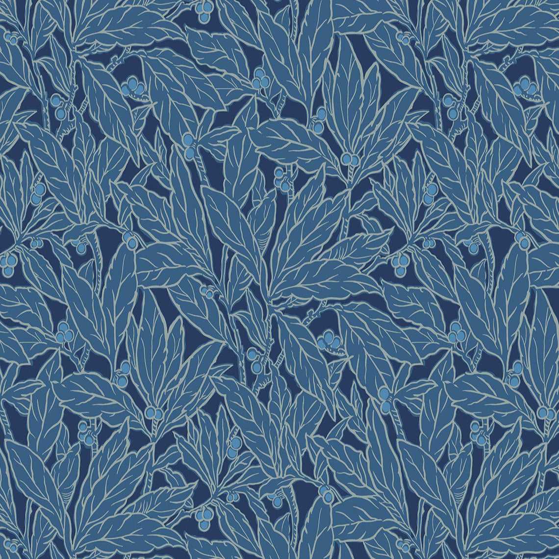 Leaf and Berry Wallpaper - Sea Green Designs