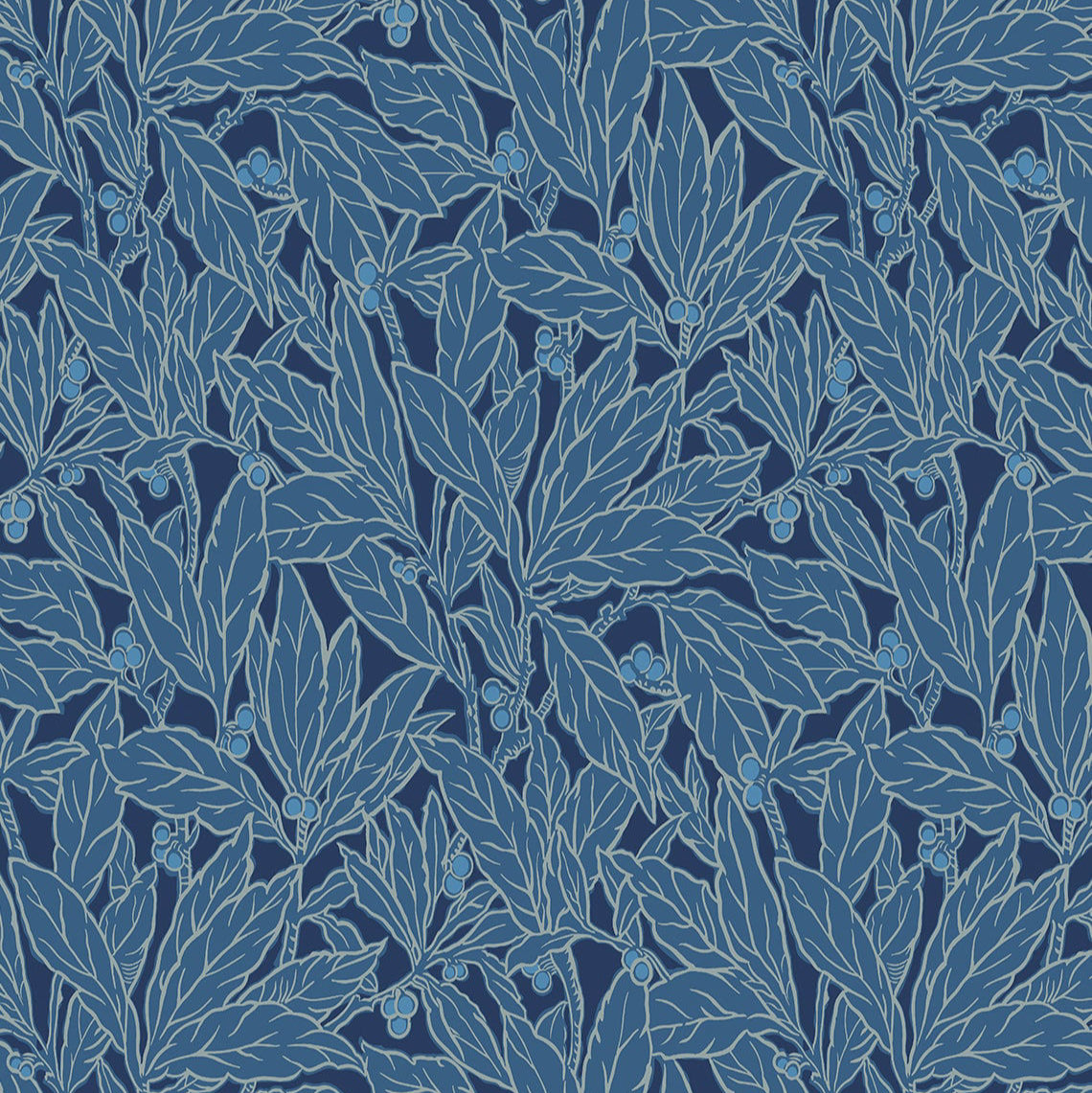 Leaf and Berry Wallpaper - Sea Green Designs