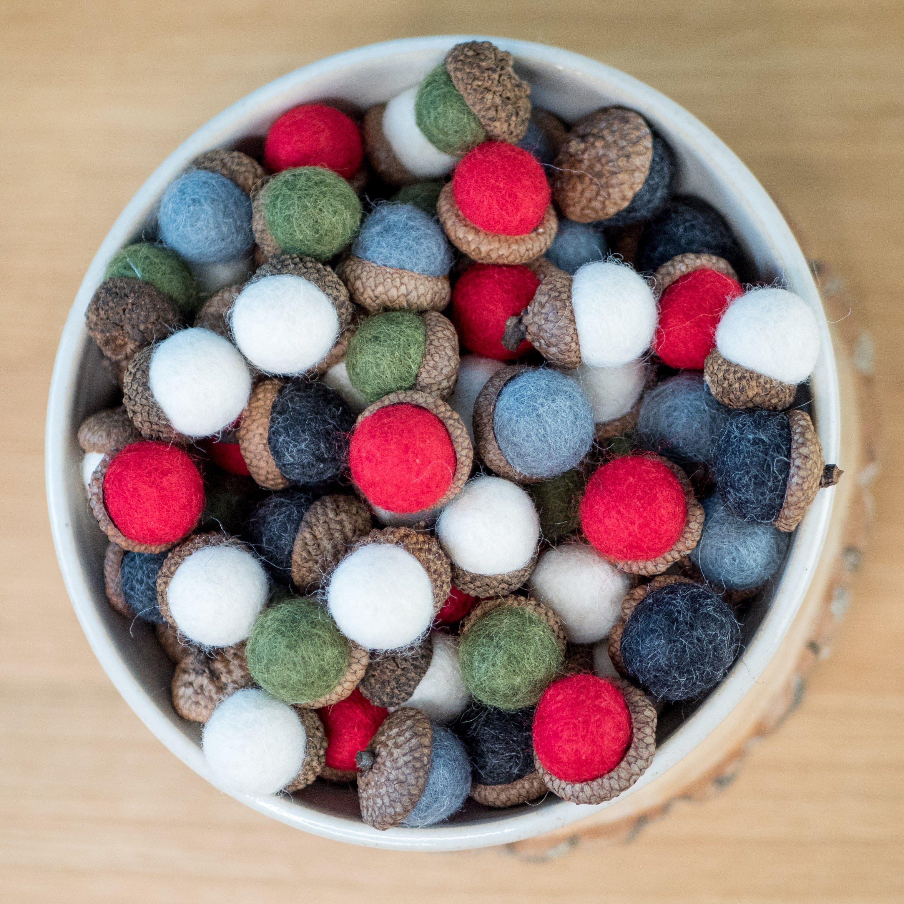 Felt Christmas Acorns, Set of 15 - Sea Green Designs