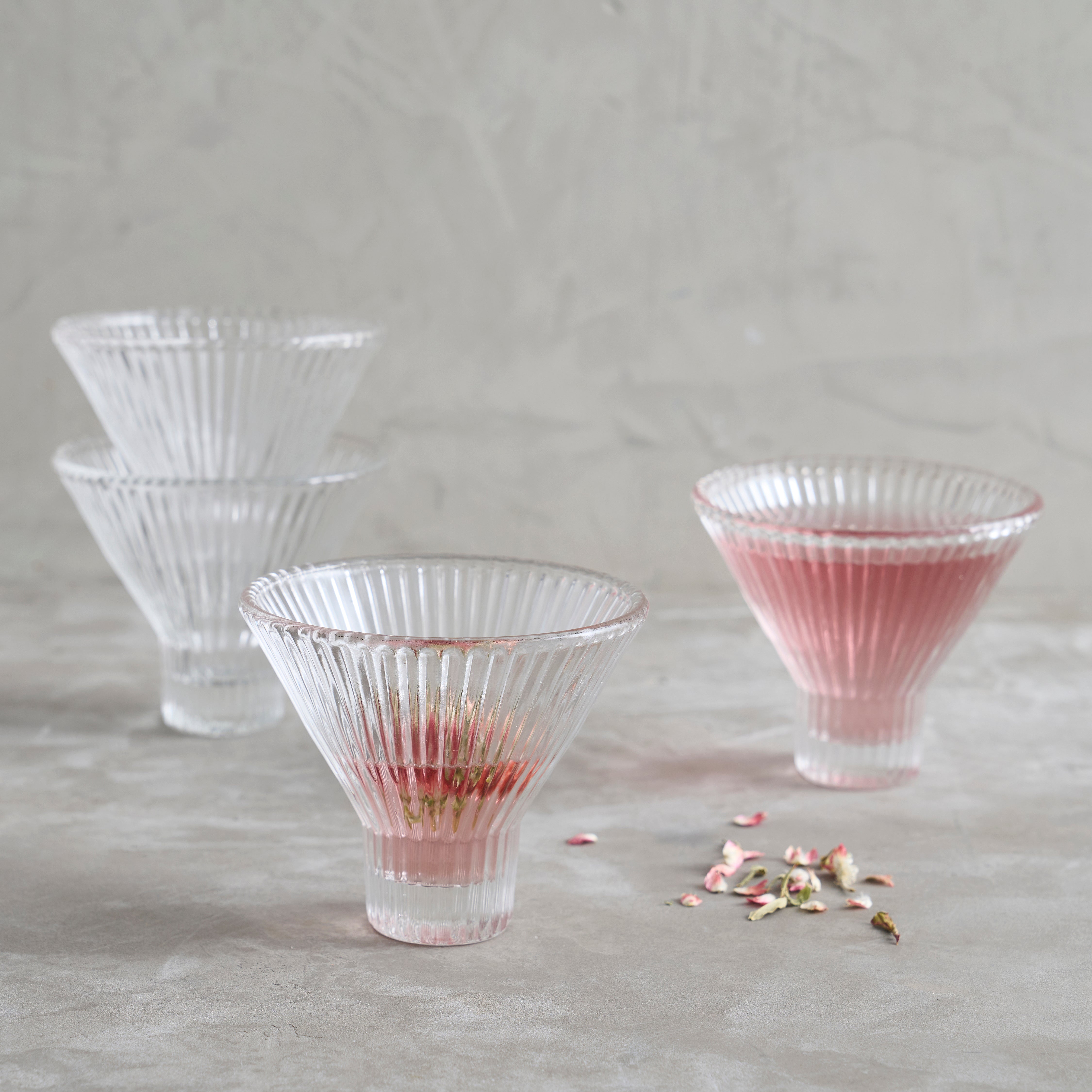 Pressed Clear Martini Glasses, Set of 4 - Sea Green Designs
