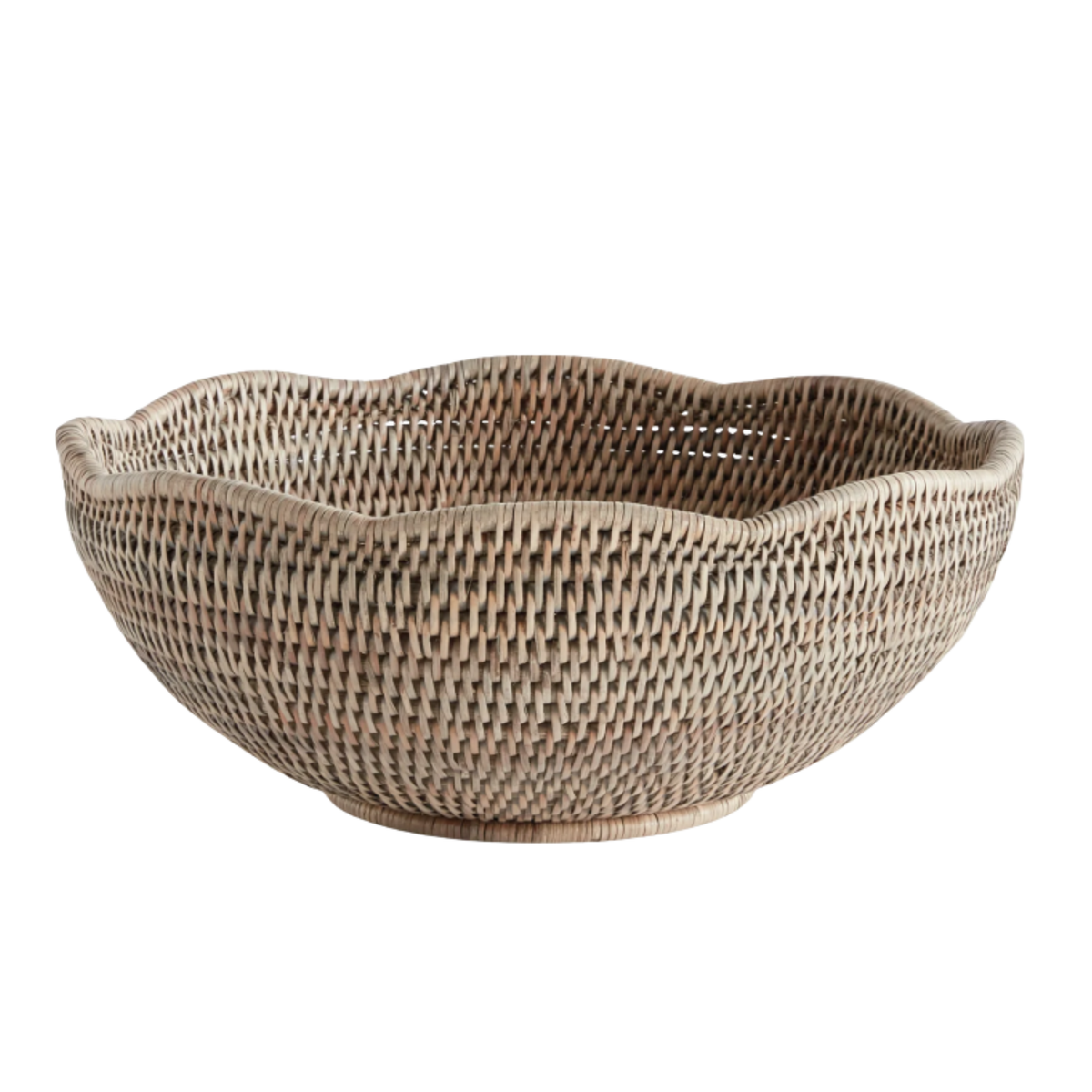 Burman Rattan Scalloped Edge Bowl - Sea Green Design