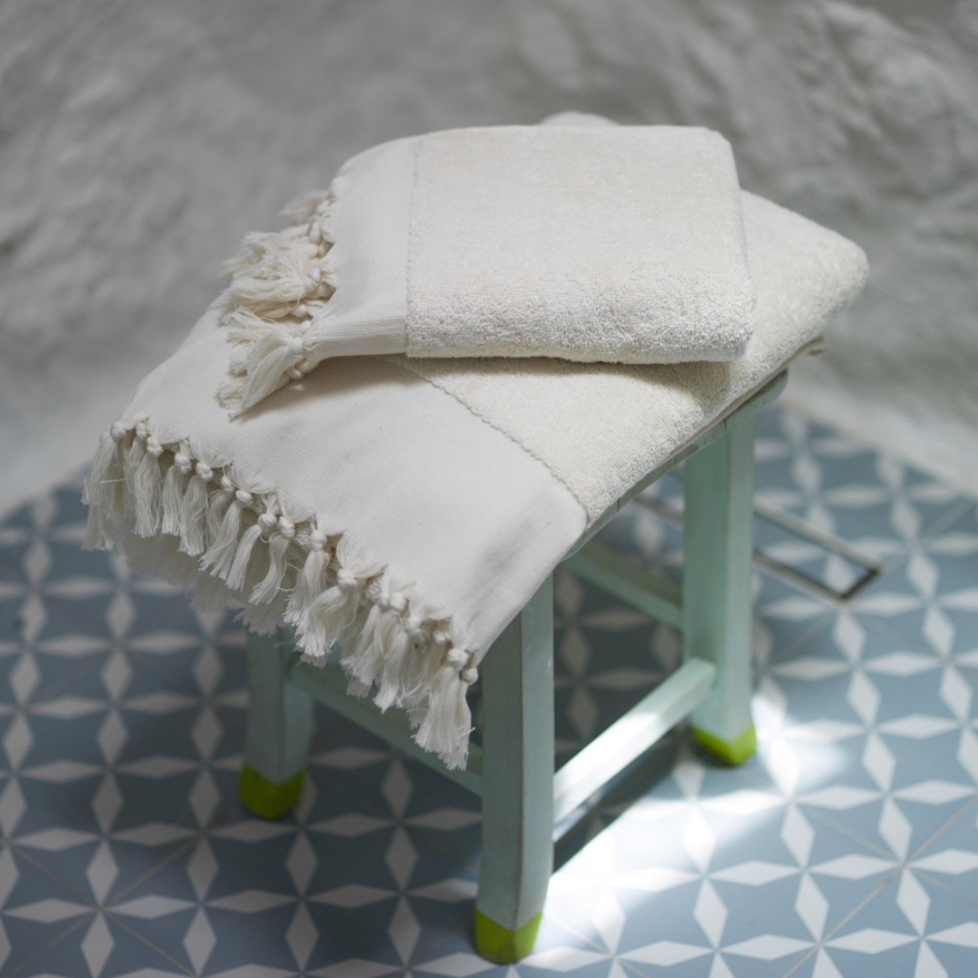 Plain Terry Bath Towel in White - Sea Green Designs