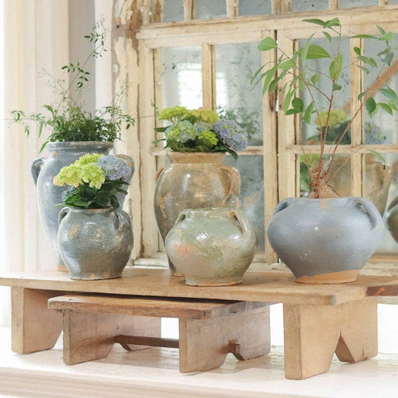 Vintage Inspired Confit Garden Pot, Large, Blue/Green - Sea Green Designs