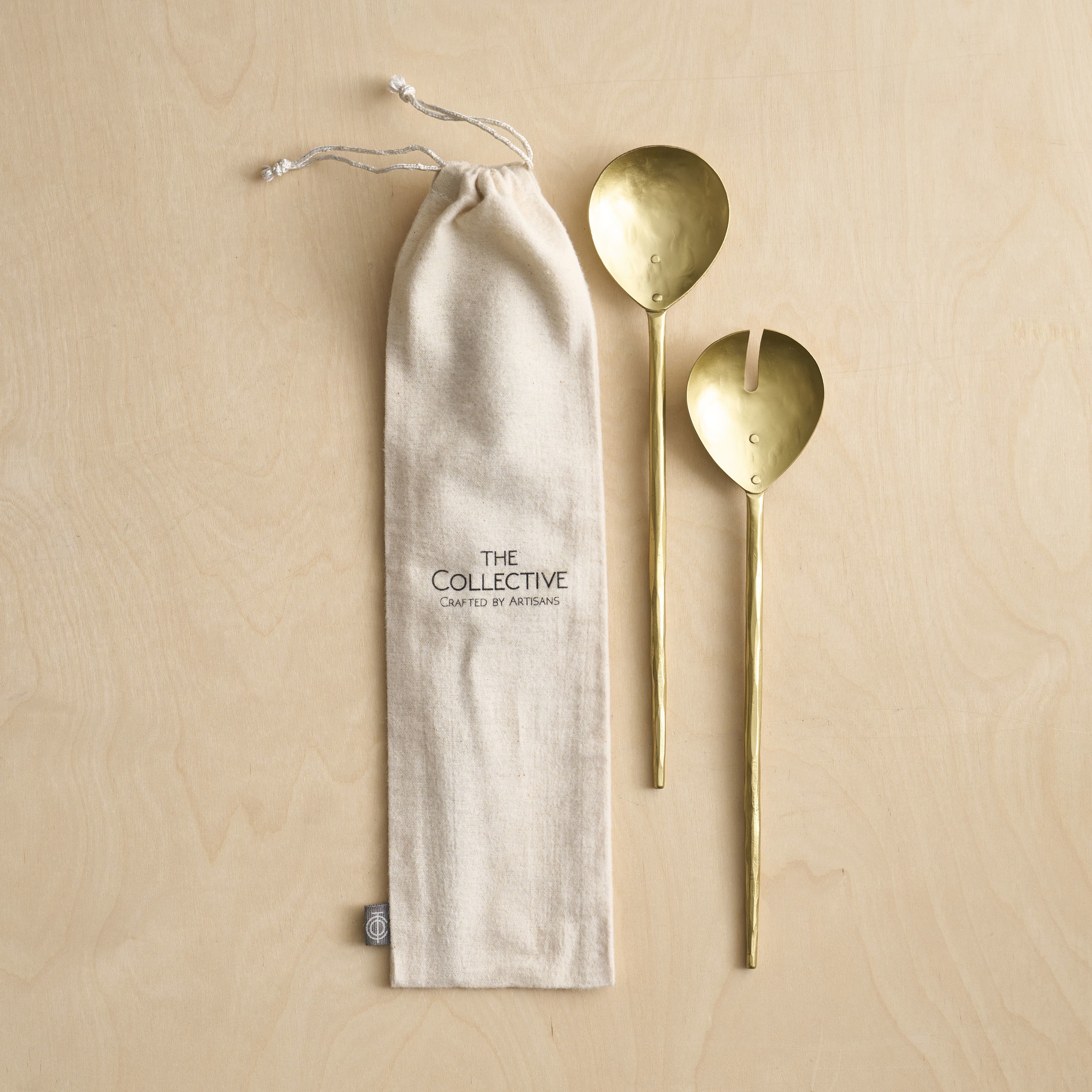 Forge Brass Salad Servers, Set of 2 - Sea Green Designs
