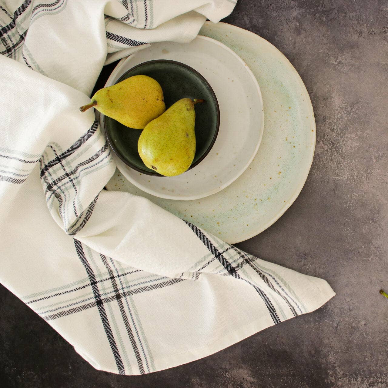 Kitchen Towel in Ocean Check - Sea Green Designs
