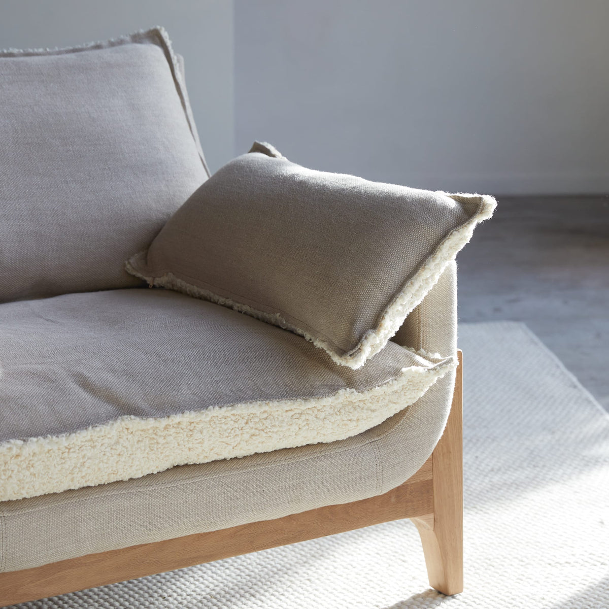 Woodnest - Solid Oak and Linen Fabric 3-Seat Sofa – image 2