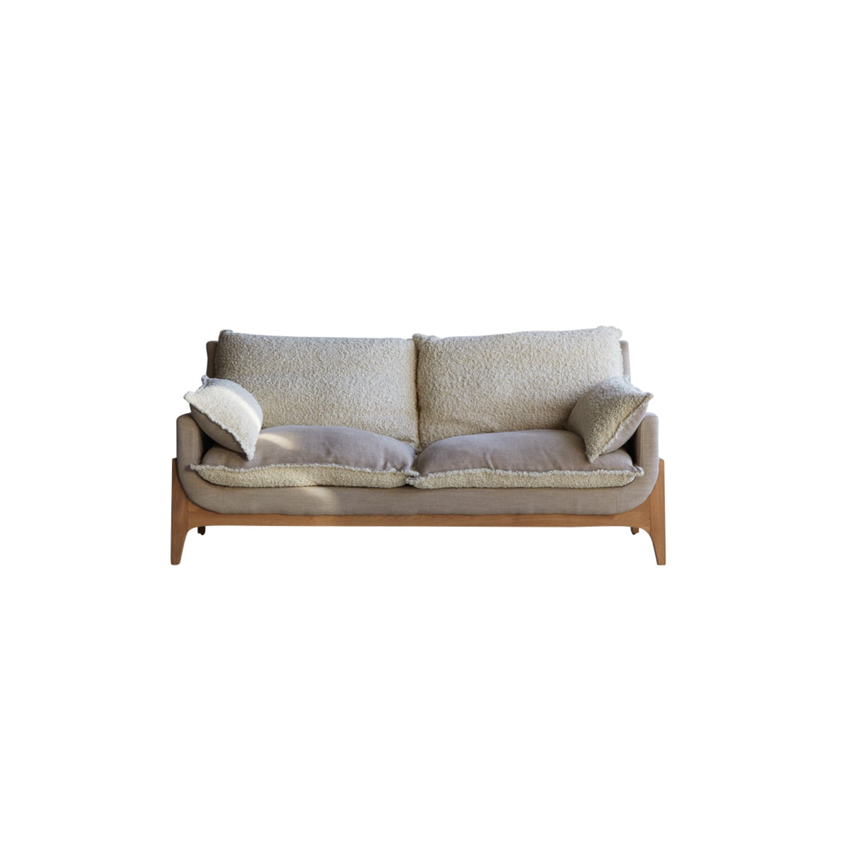 Woodnest - Solid Oak and Linen Fabric 2-Seat Sofa – image 9