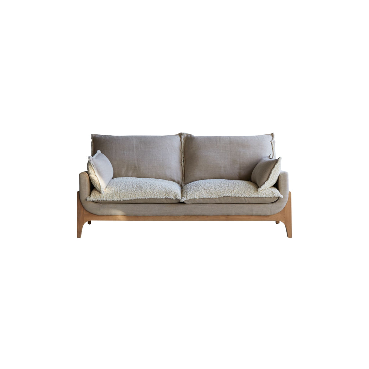 Woodnest - Solid Oak and Linen Fabric 2-Seat Sofa – image 10