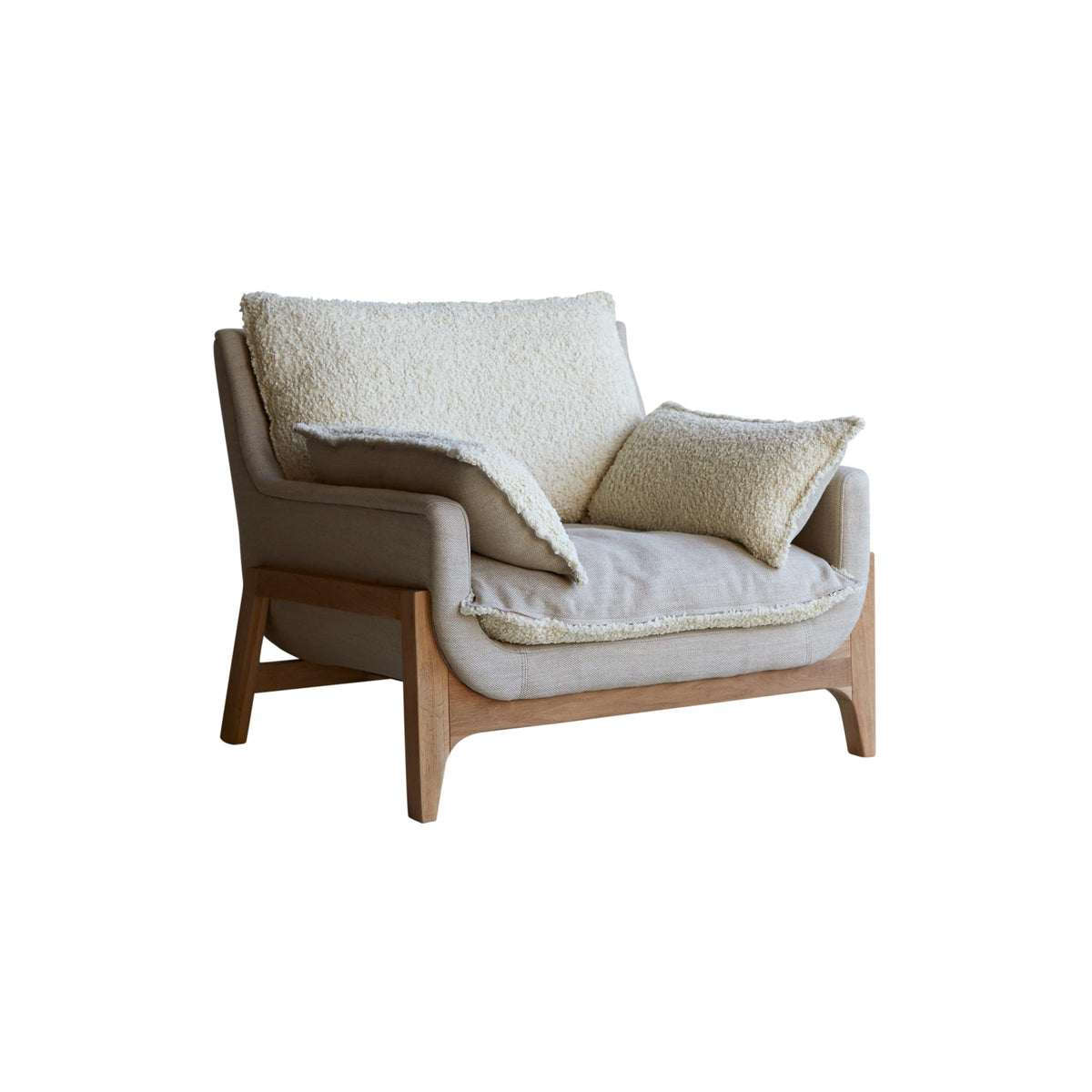Woodnest - Solid Oak and Linen Fabric Armchair – image 8