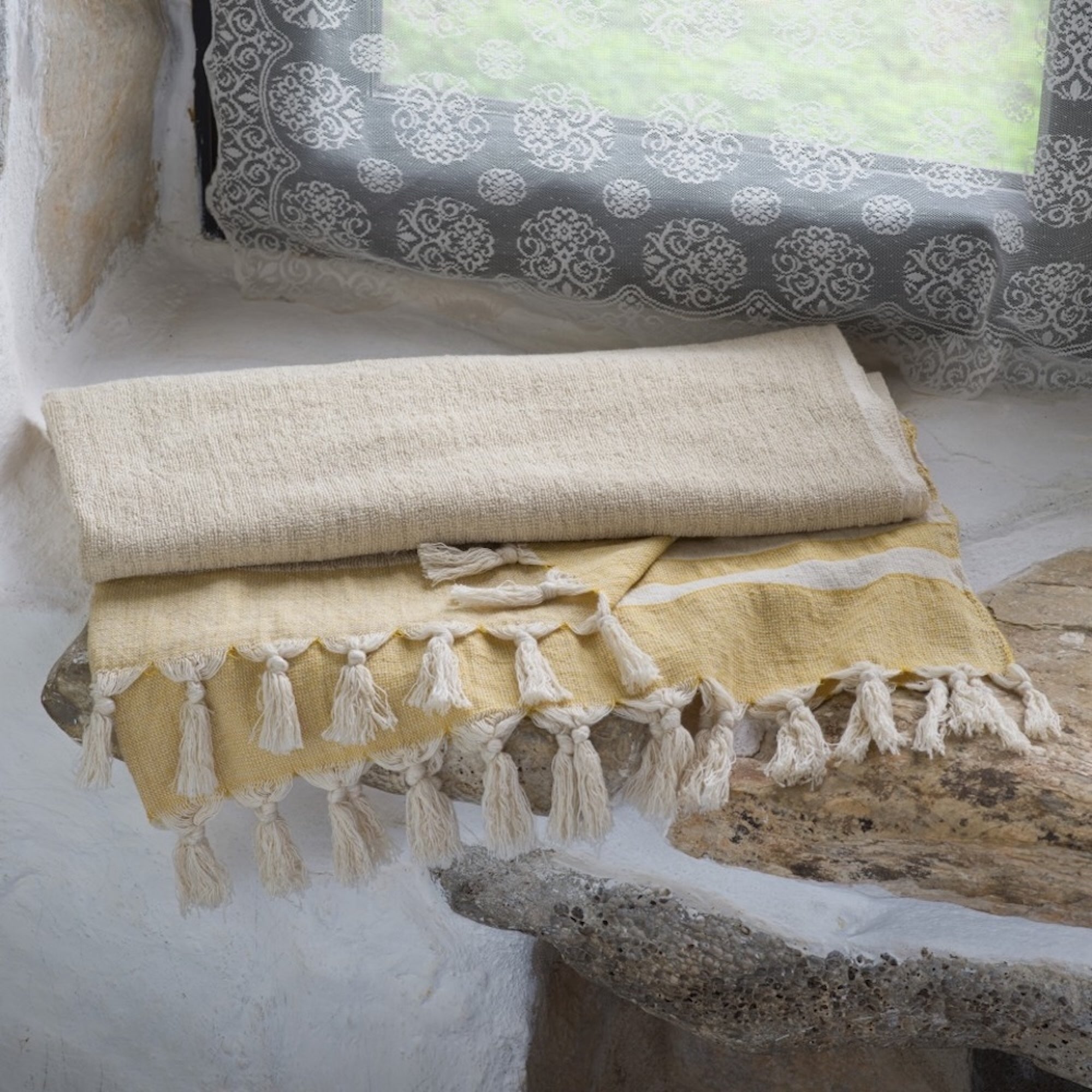 Hand loomed Linen Terry Bath Towel - Sea Green Designs