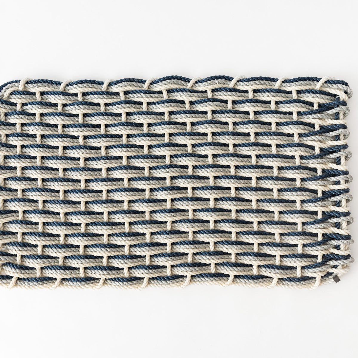 Handwoven Rope Doormat in Oyster / Weathered Gray / Navy
