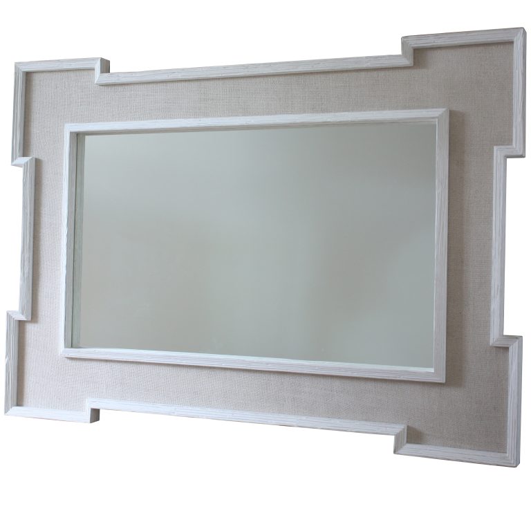 Marcol Dual Burlap Fabric Mirror - Sea Green Designs