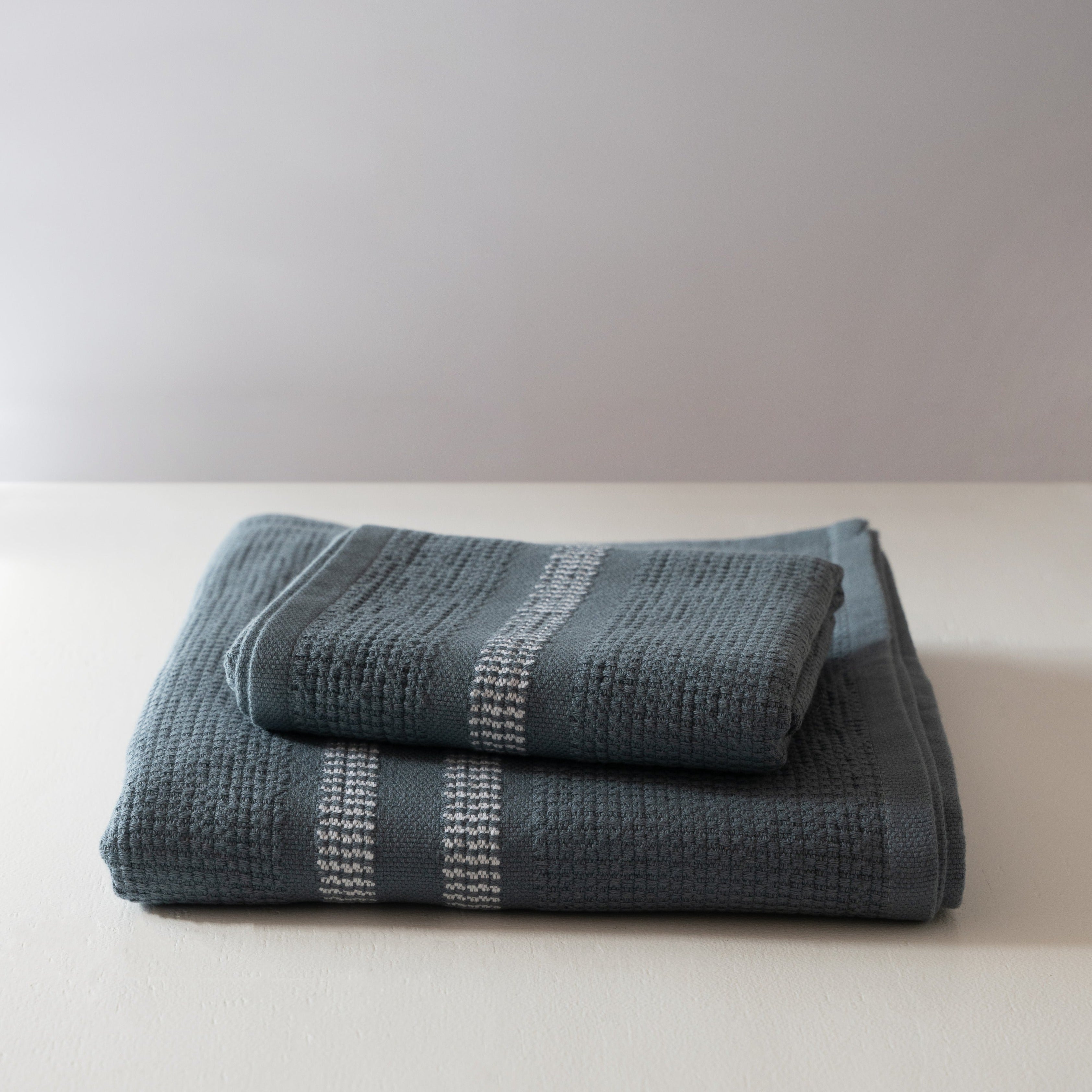 Organic Block Rib Bath Towel in Orion - Sea Green Designs
