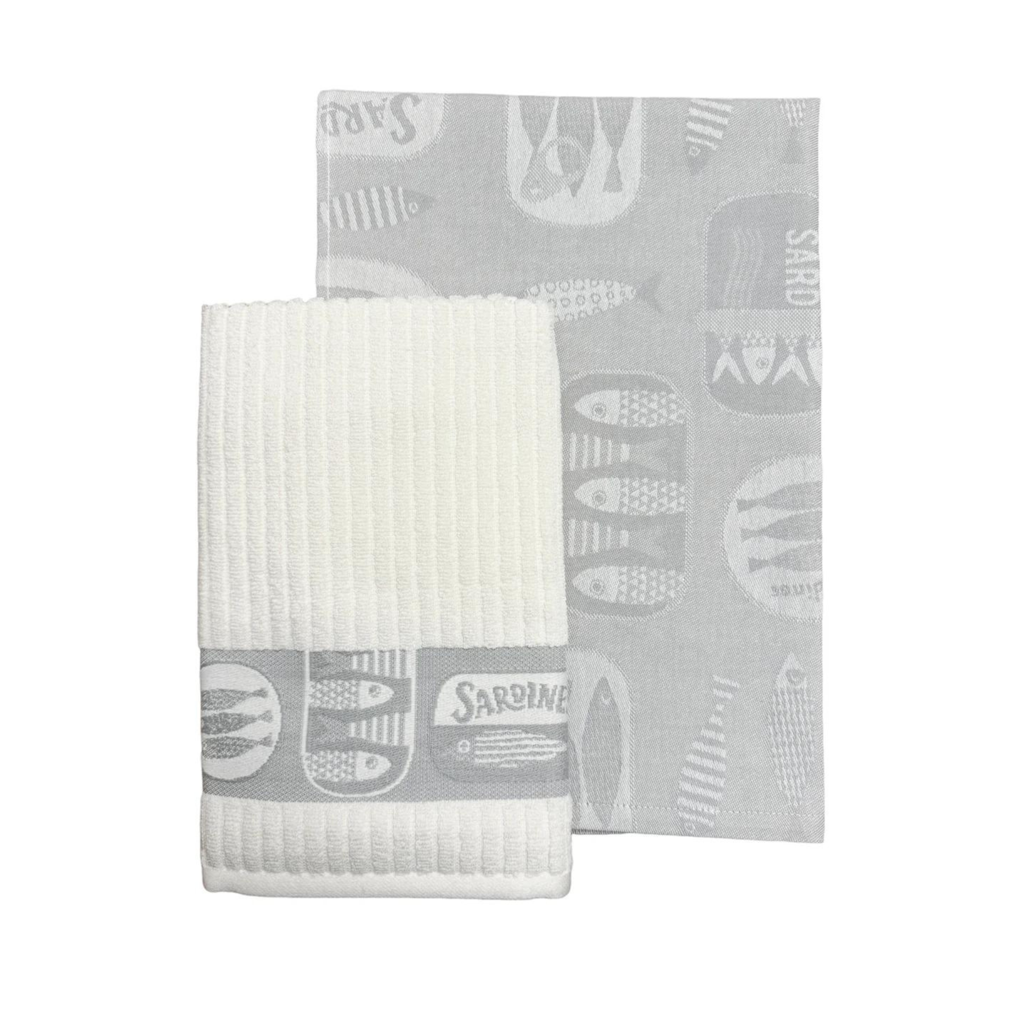 Simply Sardines Kitchen Towels - Set of 2 - Sea Green Designs