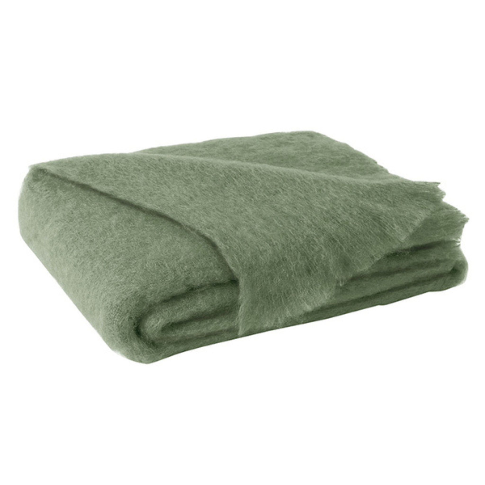 Olive Brushed Mohair Throw - Sea Green Designs