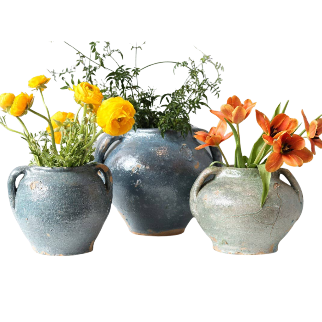 Vintage Inspired Confit Garden Pot, Large, Blue/Green - Sea Green Designs