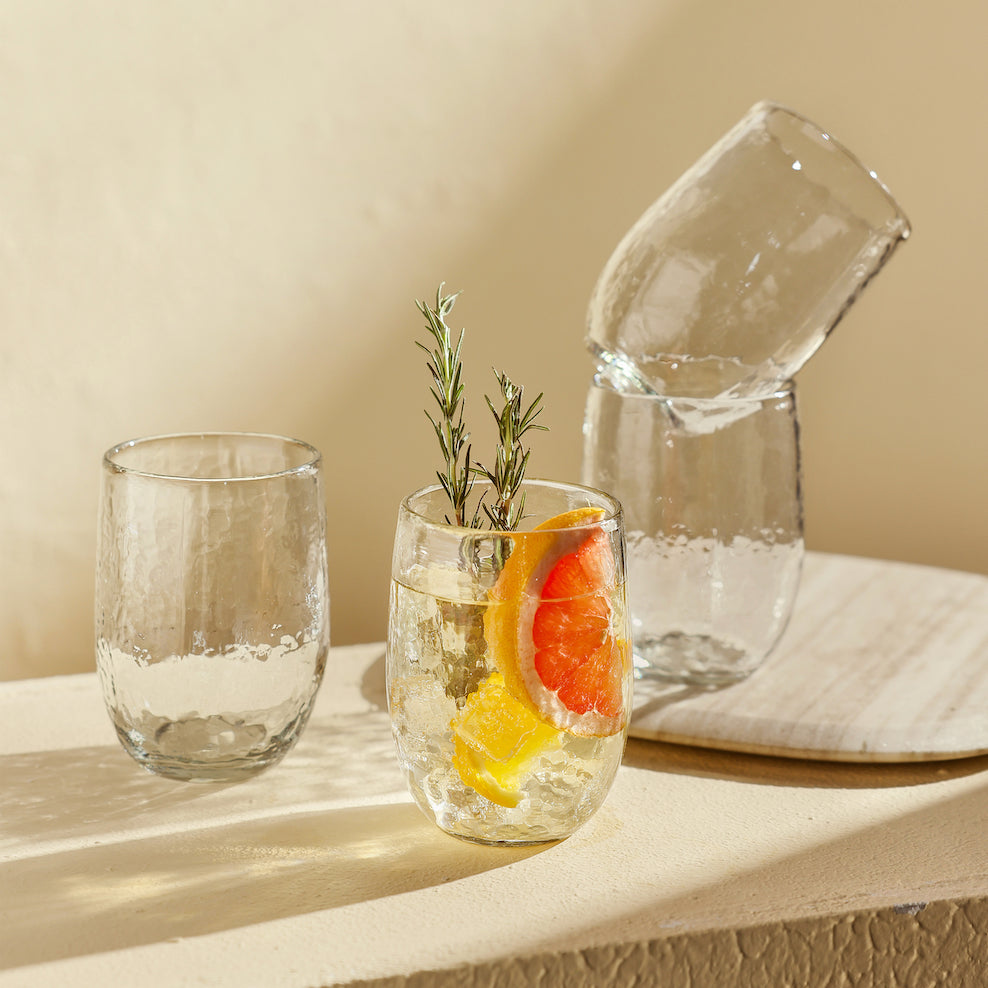 Pebbled Medium Glasses, Set of 4 - Sea GReen Designs