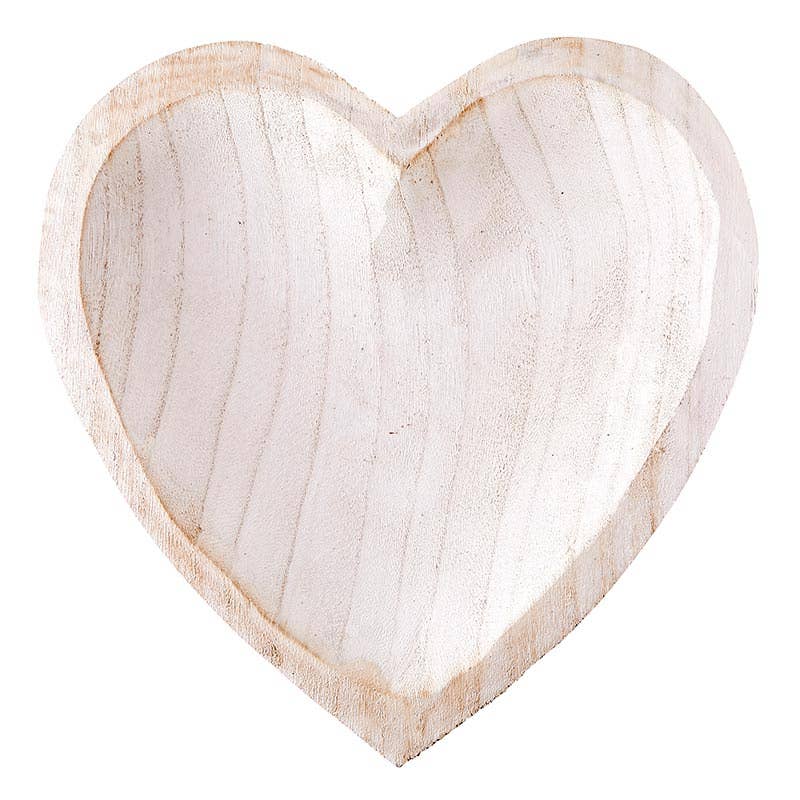 Carved Heart Bowl - White