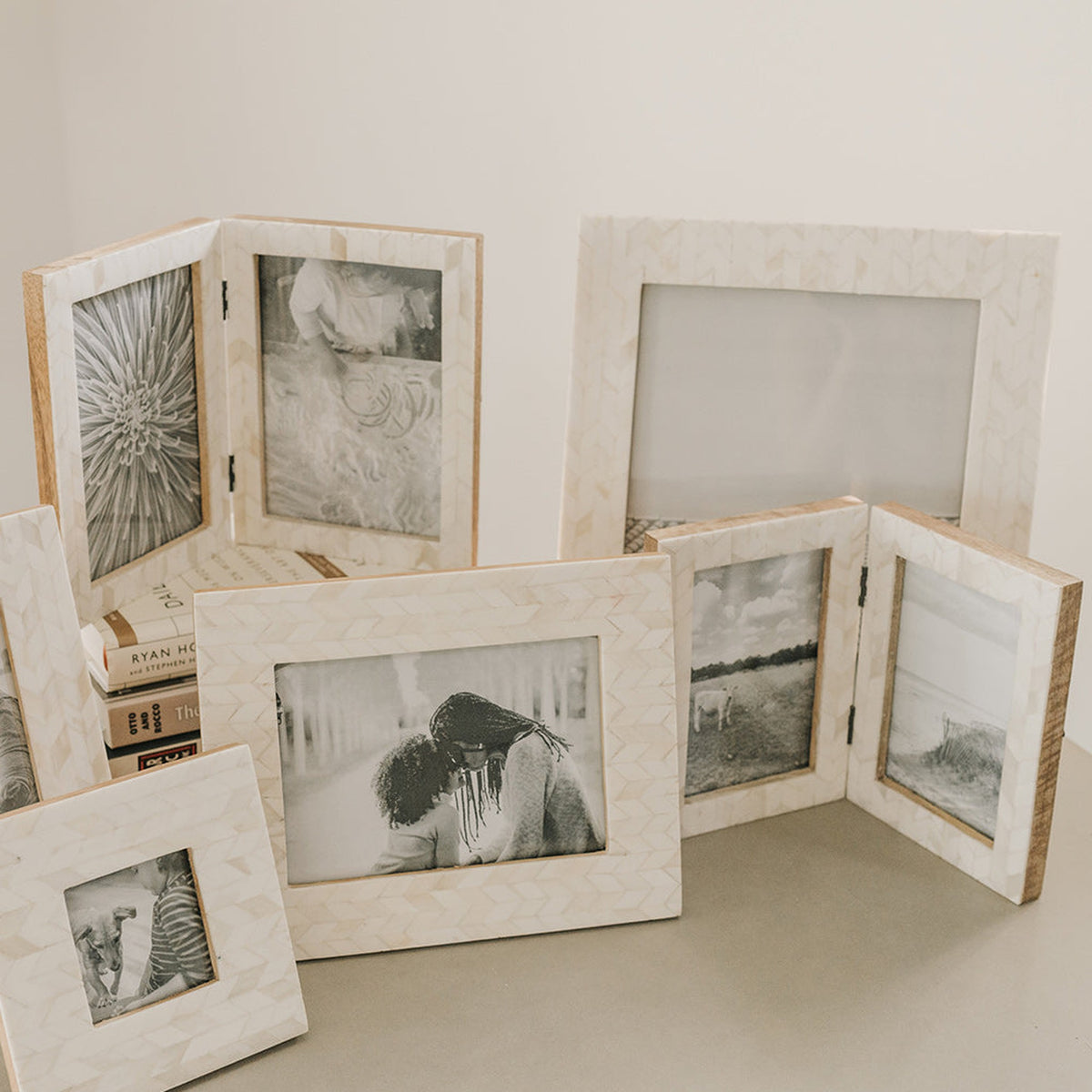 Artemis 5x7 Double Picture Frame in Bone