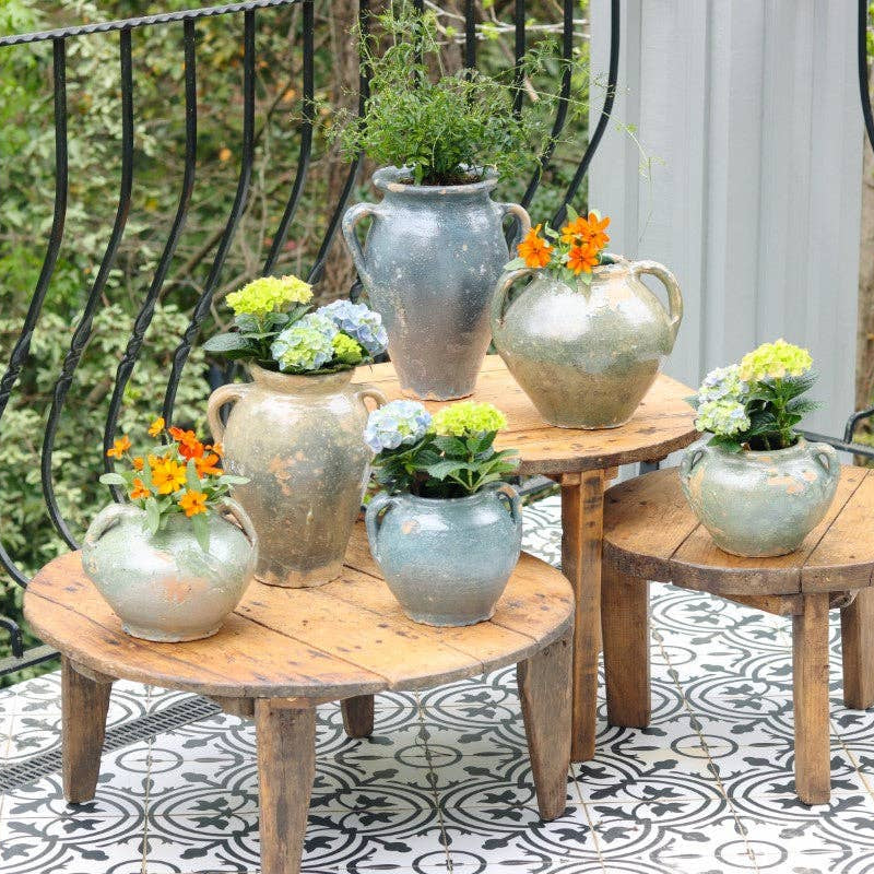 Found Blue/Green Tones Ceramic Amphora Vase - Sea Green Designs