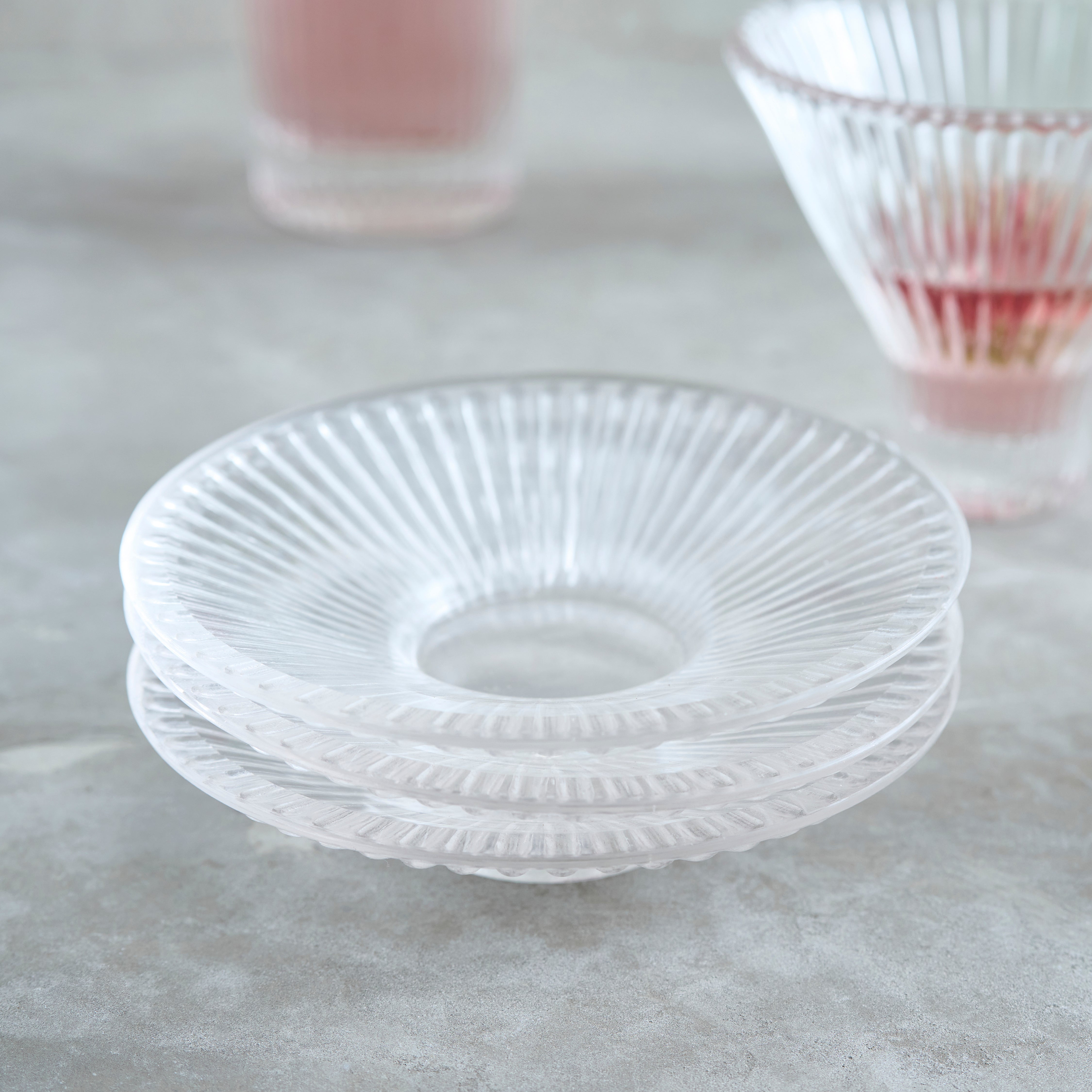 Pressed Clear Glass Small Plates, Set of 6 - Sea Green Designs