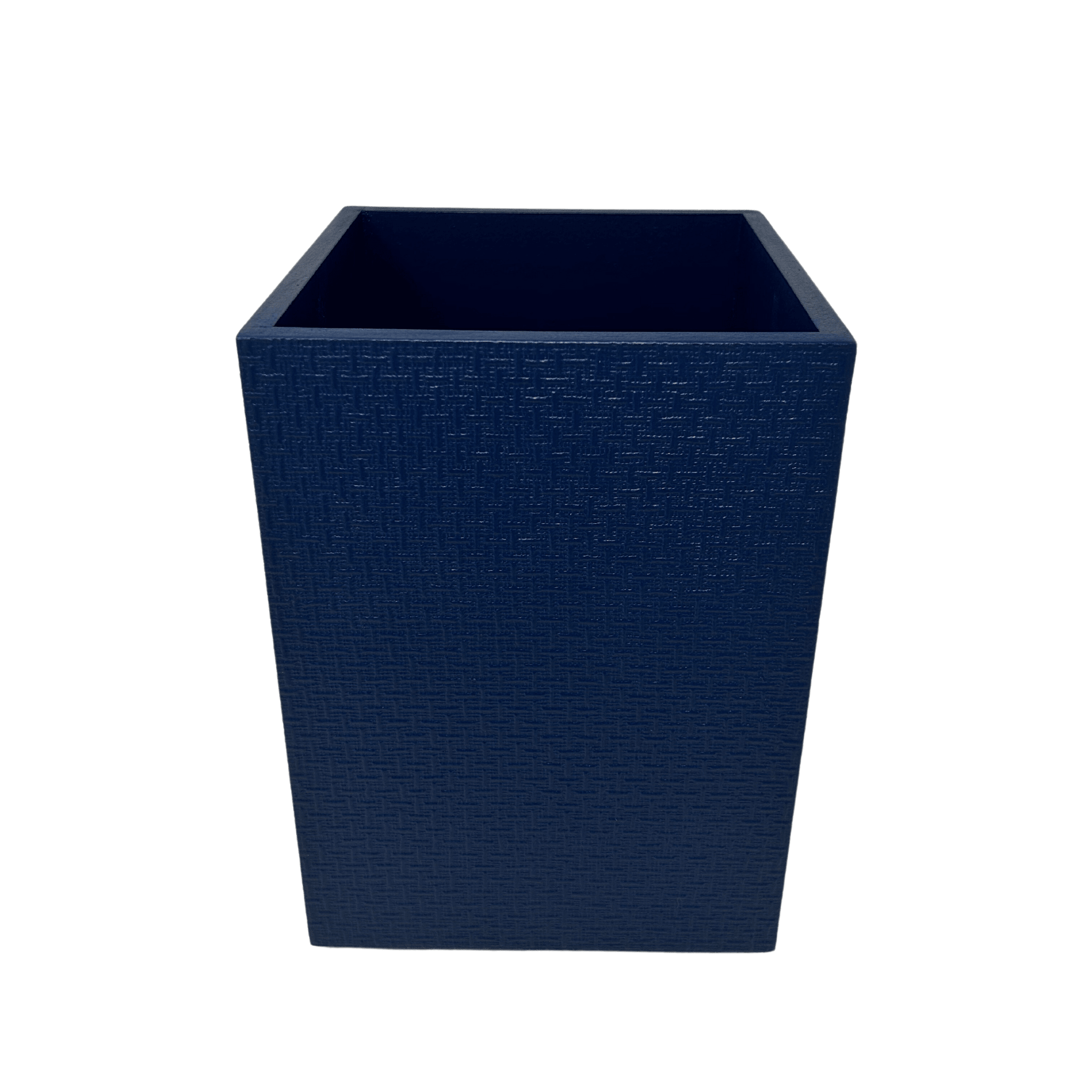 Basket Weave Wastebasket in Wallen Navy - Sea Green Designs