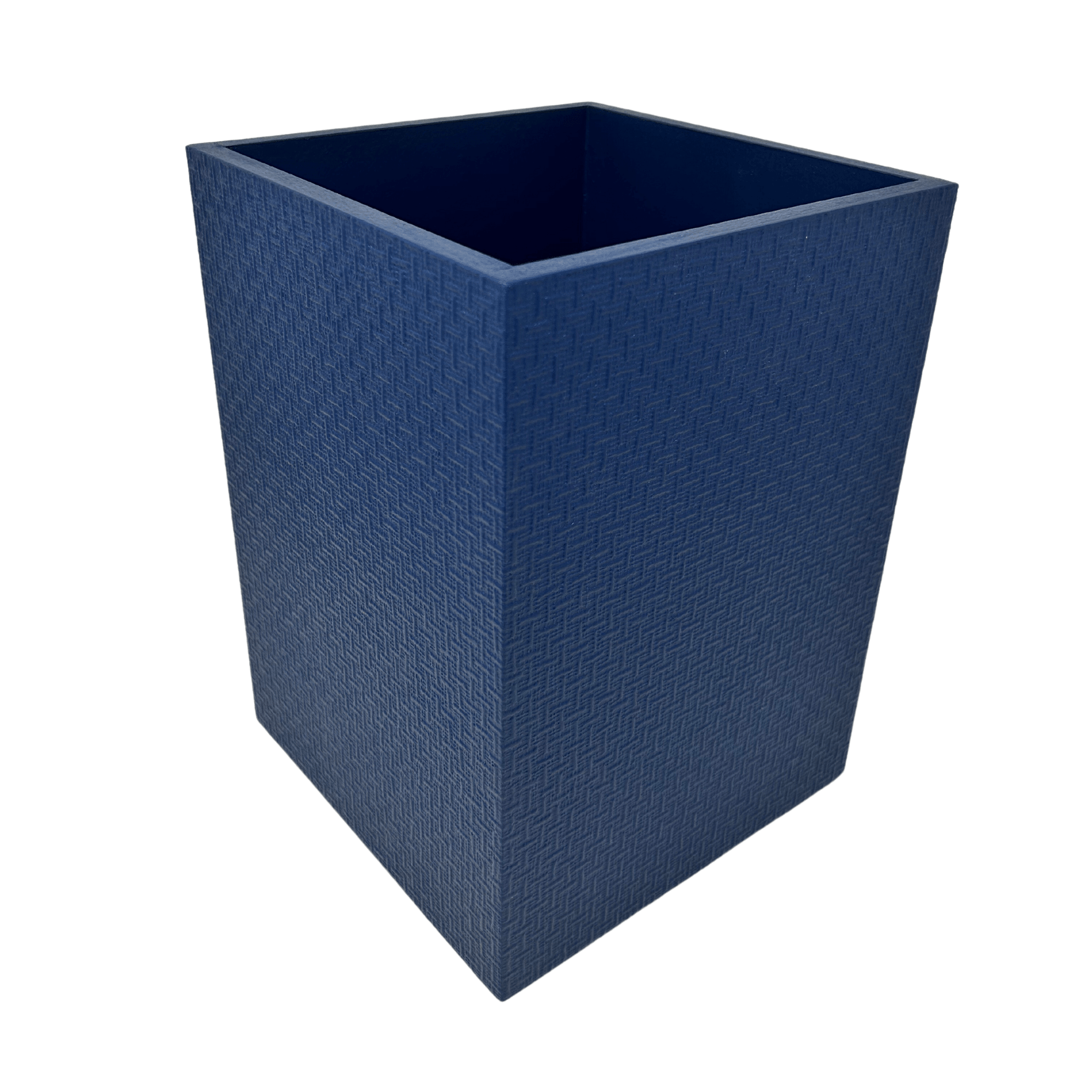 Basket Weave Wastebasket in Wallen Navy - Sea Green Designs