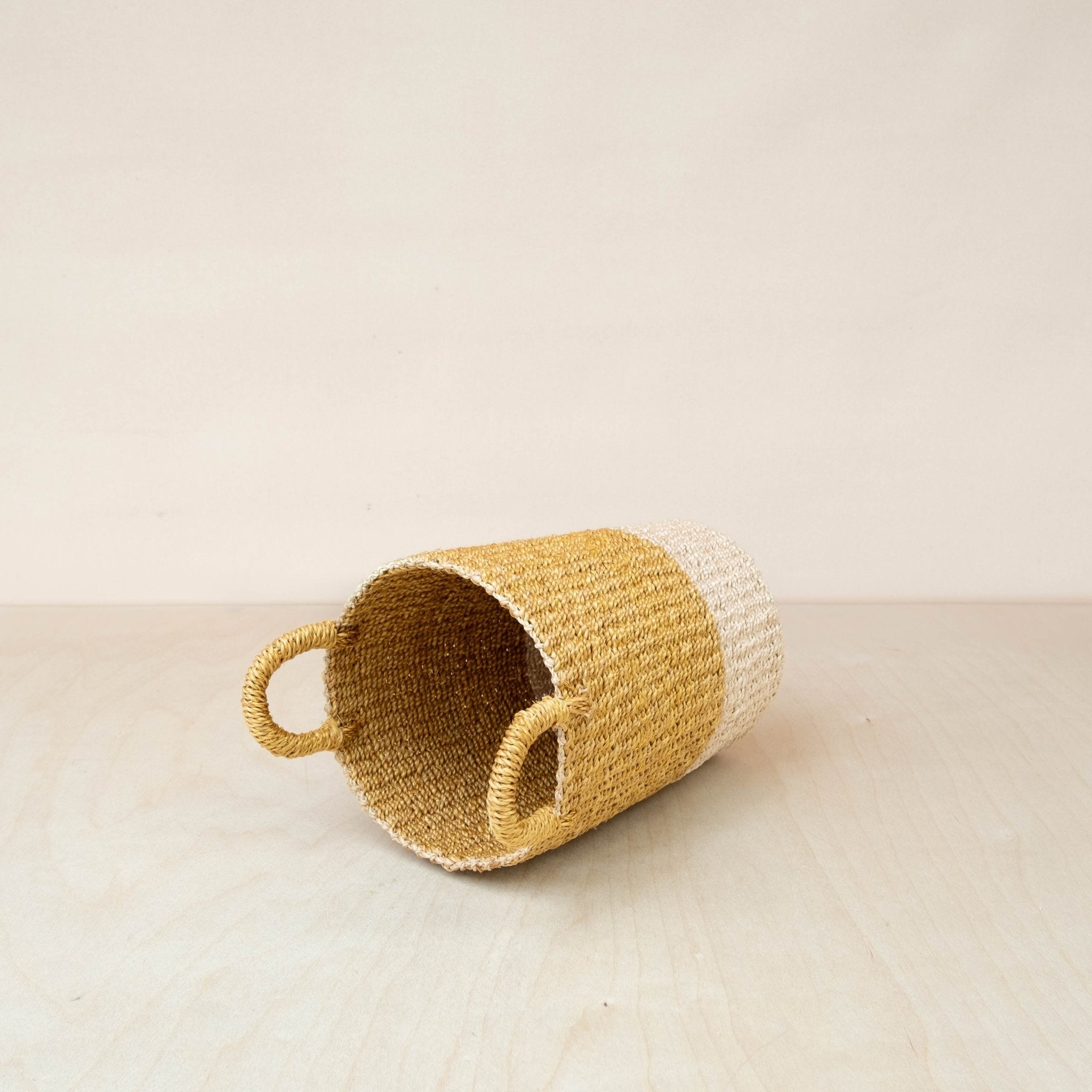 Mustard Tall Woven Basket Vase - Sea Green Designs
