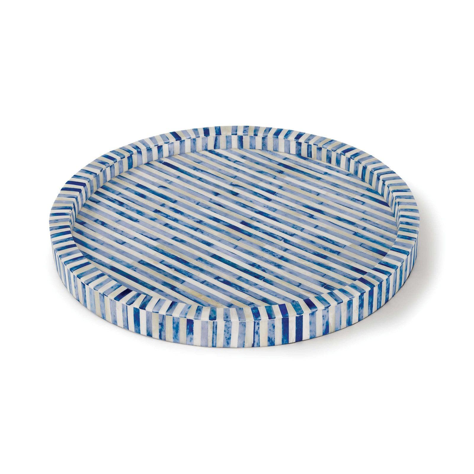 Bone & Indigo Tray Round - Sea Green Designs
