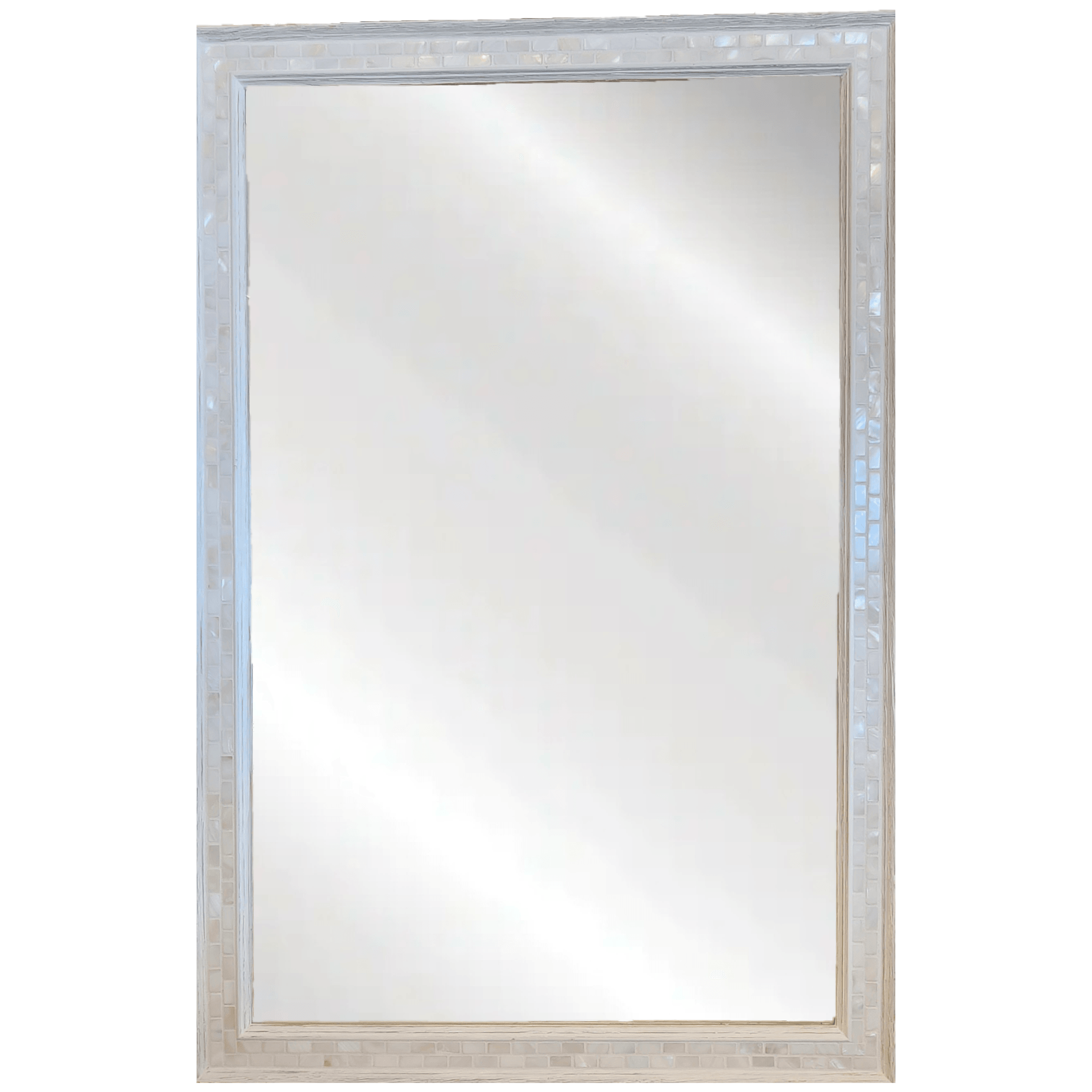 Classic in Large Natural with White Pearls Mirror - Sea Green Designs