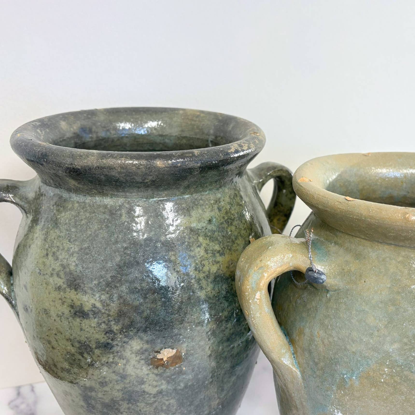 Found Blue/Green Tones Ceramic Amphora Vase - Sea Green Designs
