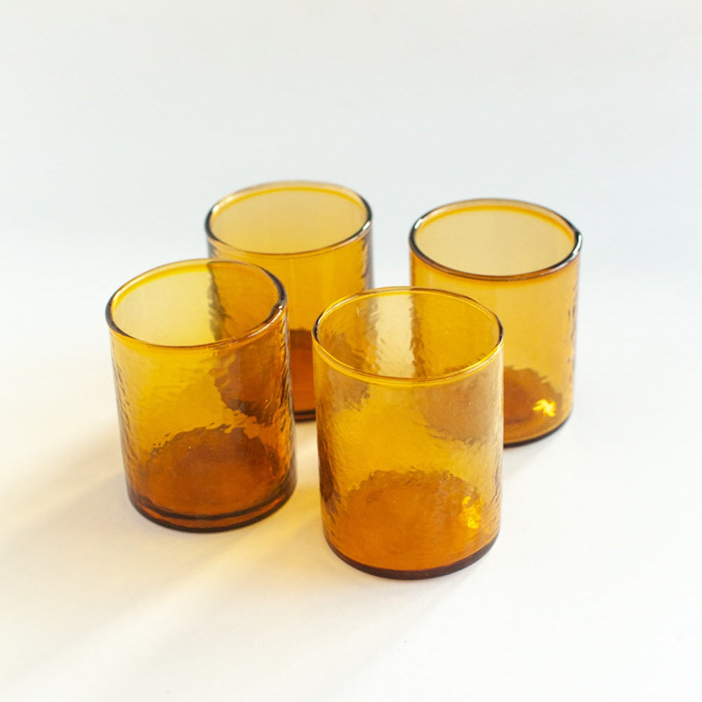 Recycled Hammered Glasses, Set of 4 - Sea Green Designs