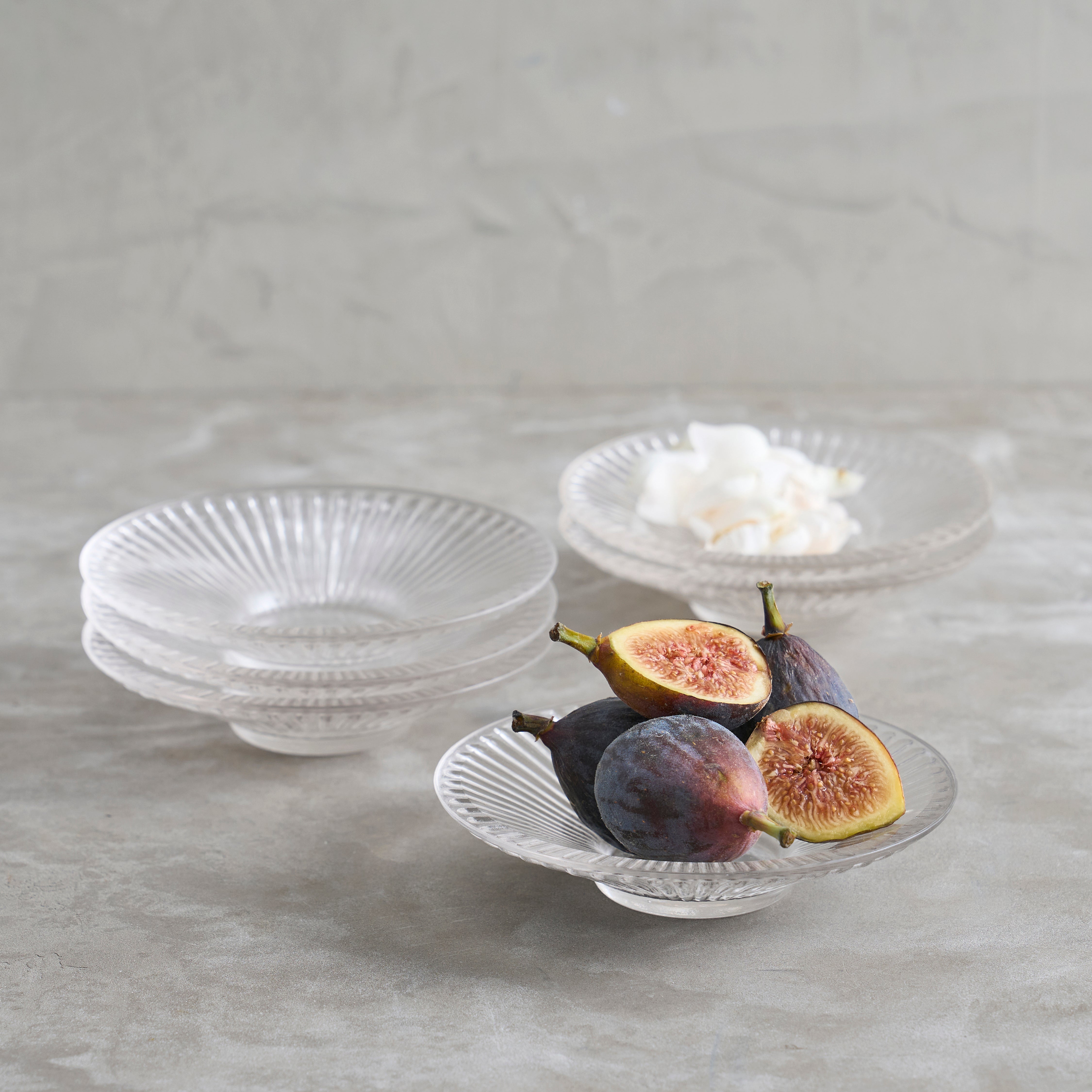 Pressed Clear Glass Small Plates, Set of 6 - Sea Green Designs
