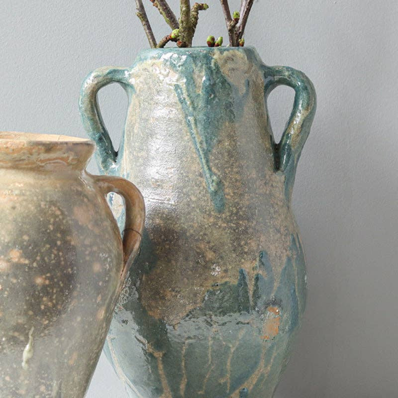 Found Blue/Green Tones Ceramic Amphora Vase - Sea Green Designs