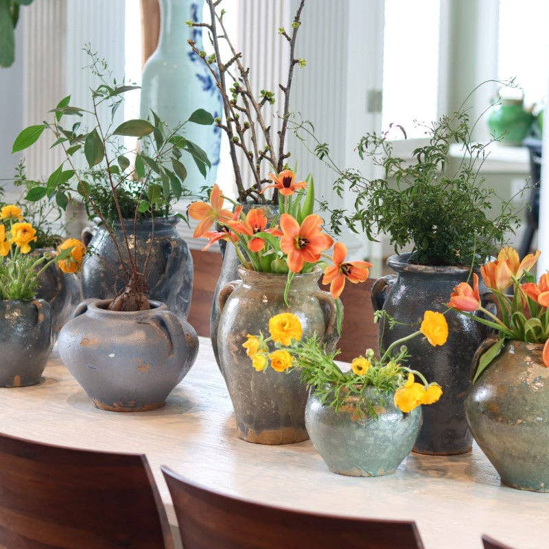 Found Blue/Green Tones Ceramic Amphora Vase - Sea Green Designs
