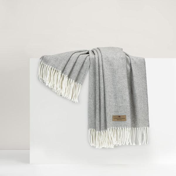 Italian Herringbone Throw Blanket in Pebble - Sea Green Designs