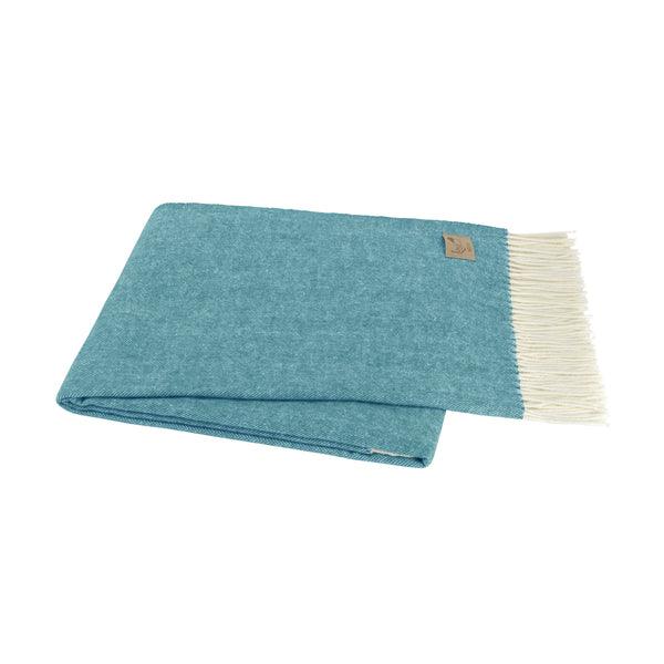 Italian Herringbone Throw Blanket in Teal - Sea Green Designs