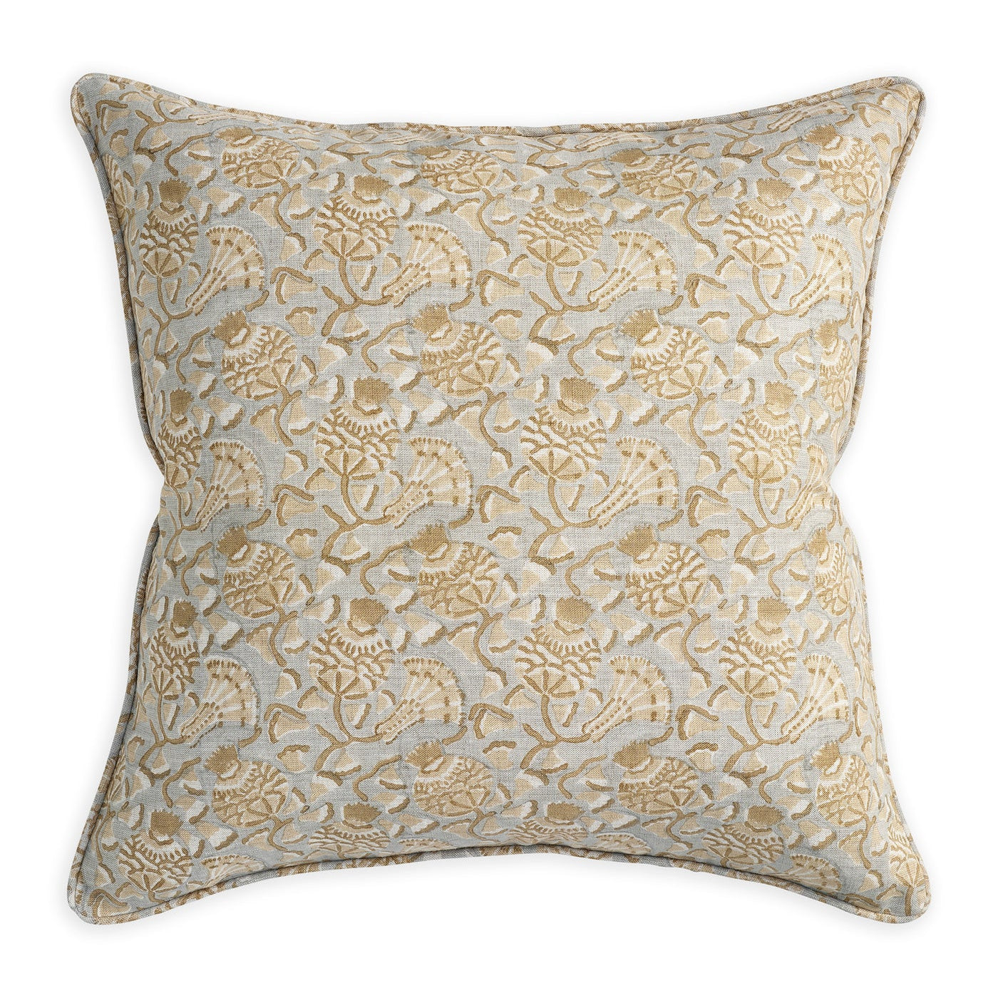 Iznik Elm Linen Pillow - Sea Green Designs