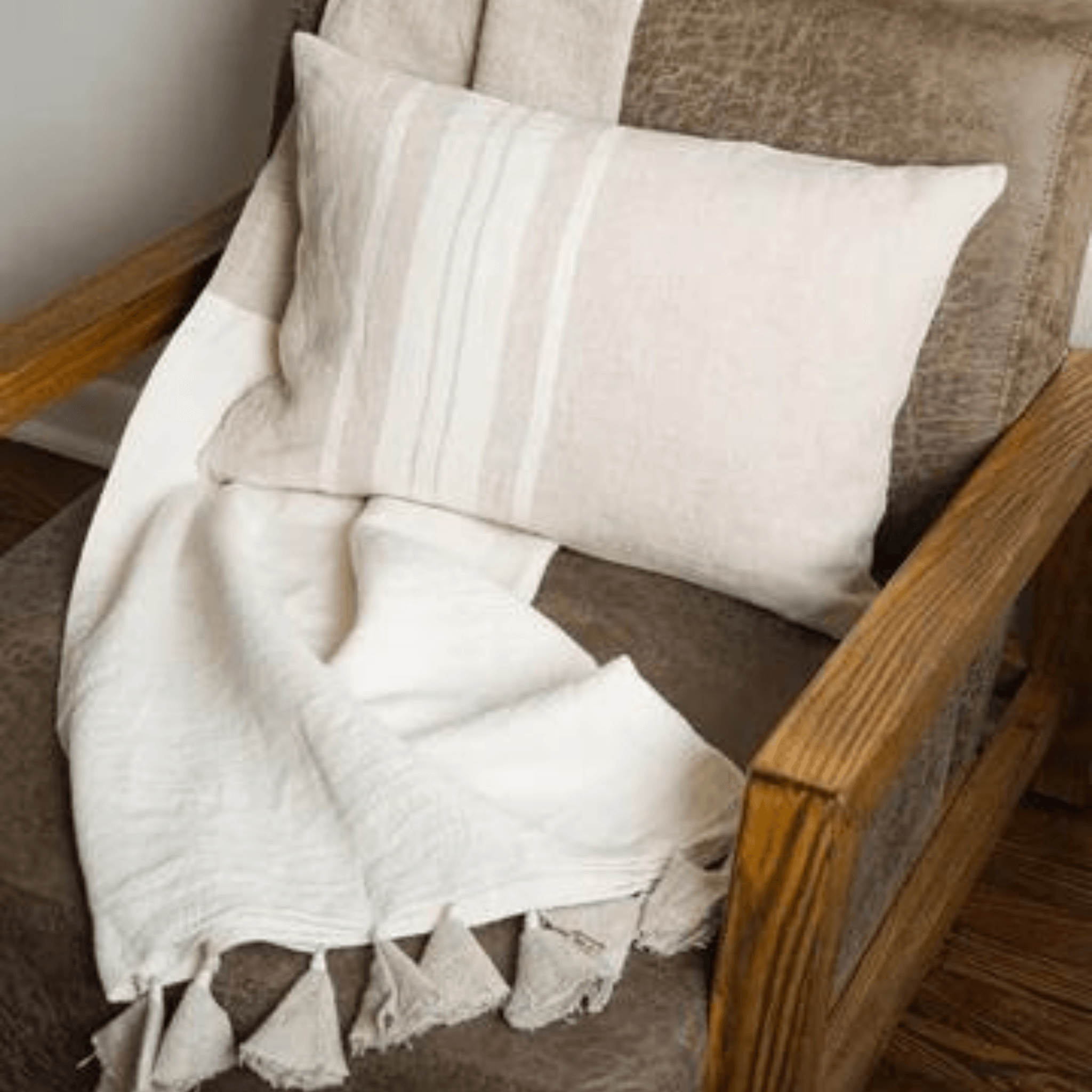Linen Tassel Throw - Sea Green Designs