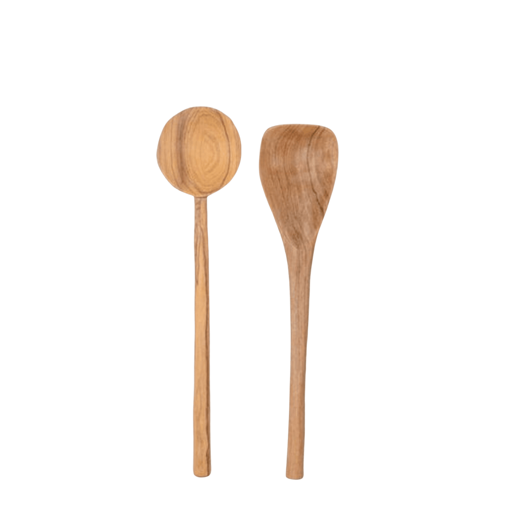 Olive Wood Cooking Spoon Set - Sea Green Designs