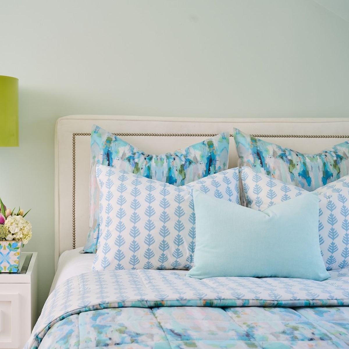 Solid Velvet Pillow in Spa Blue