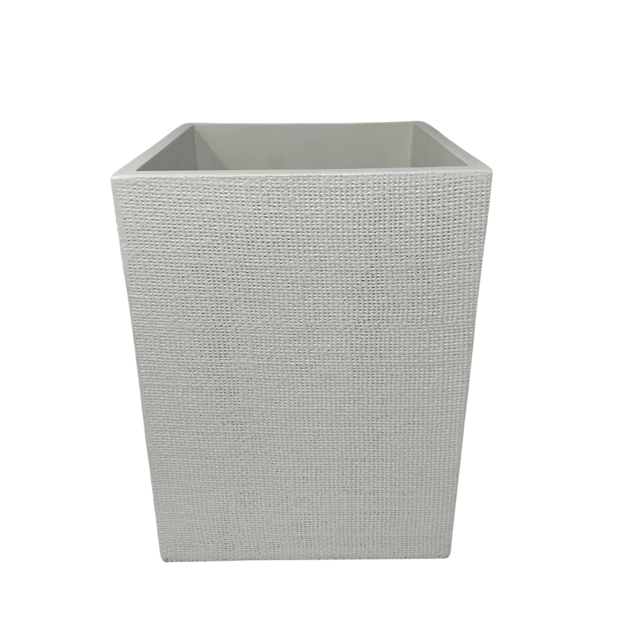 White Burlap Wastebasket - Sea Green Designs