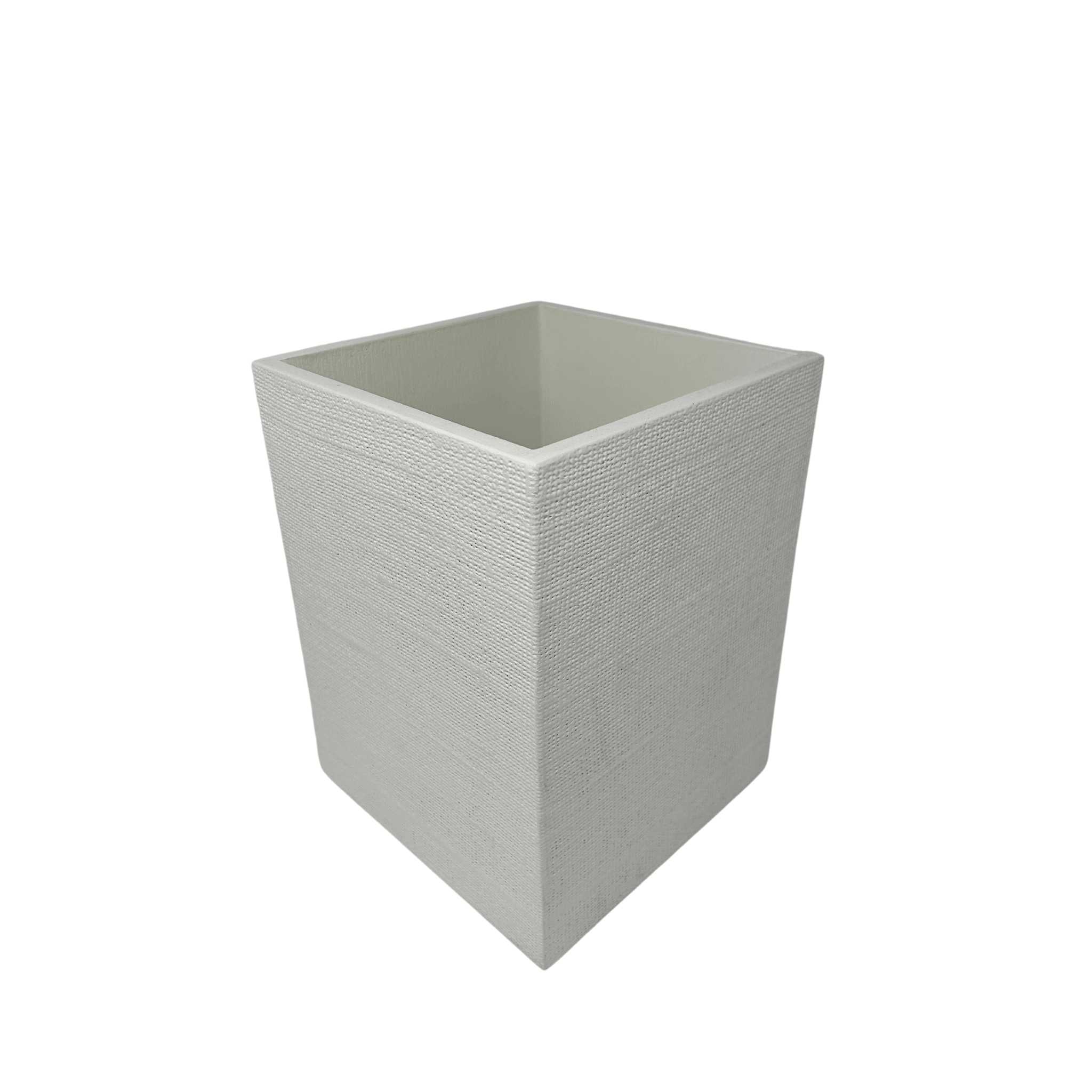 White Burlap Wastebasket - Sea Green Designs